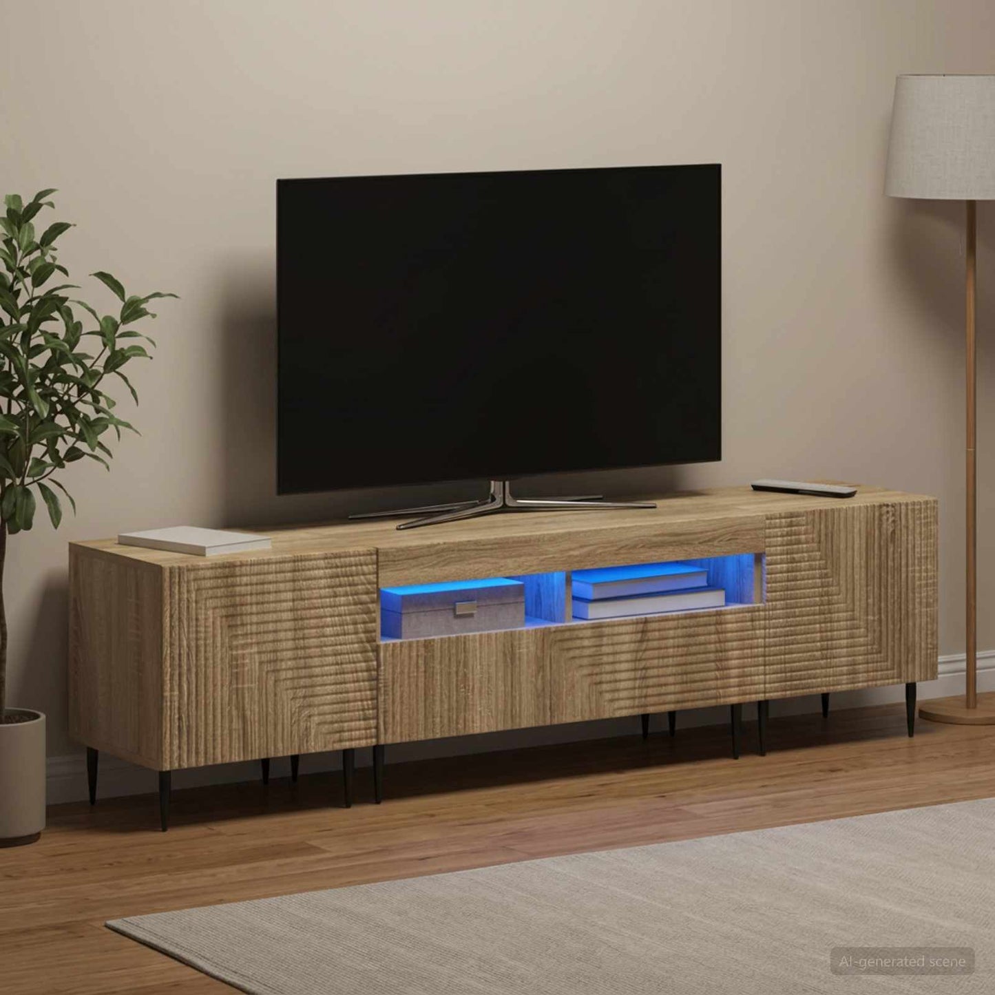 3 Piece LED TV Cabinet Sonoma Oak Engineered Wood