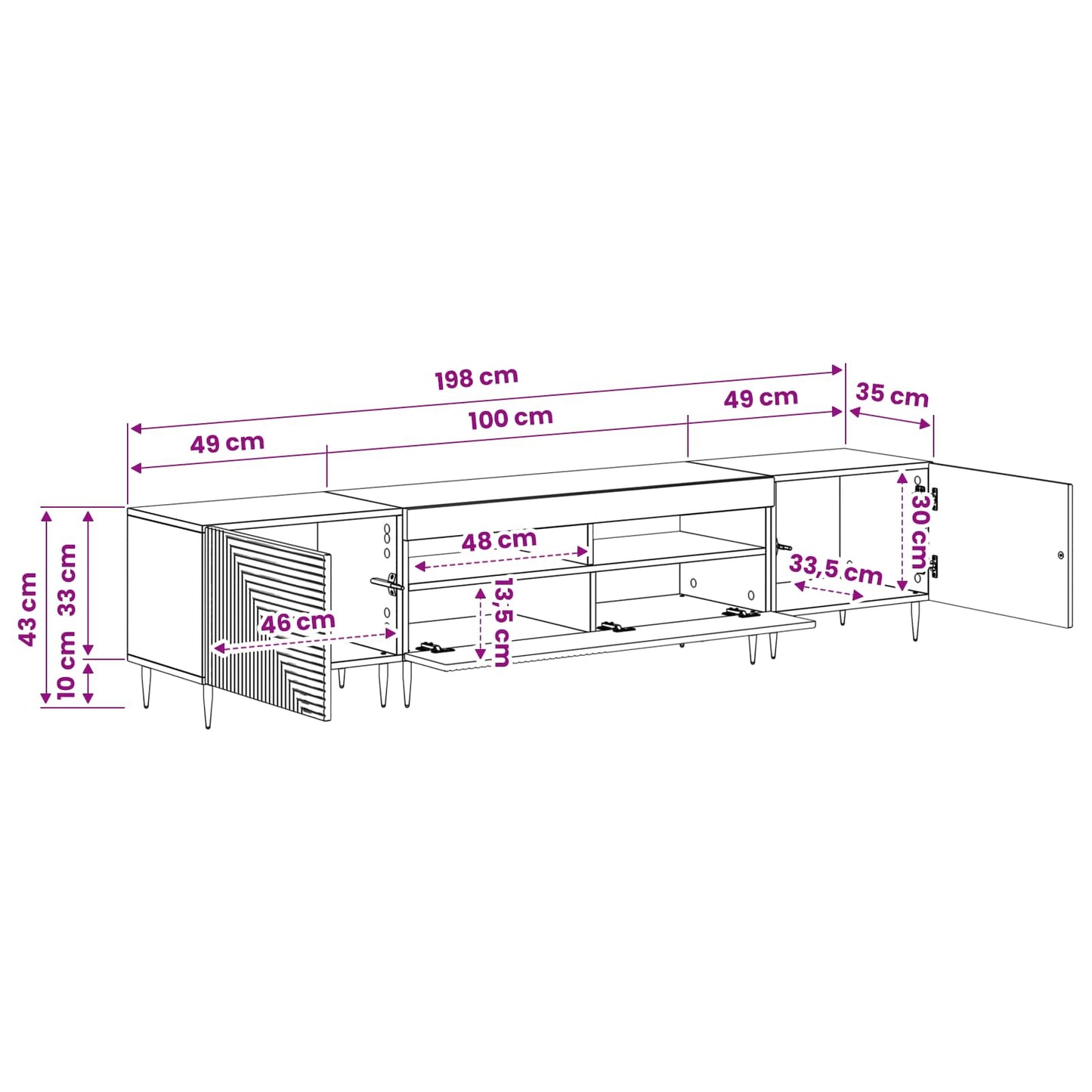 3 Piece LED TV Cabinet Old Wood Engineered Wood
