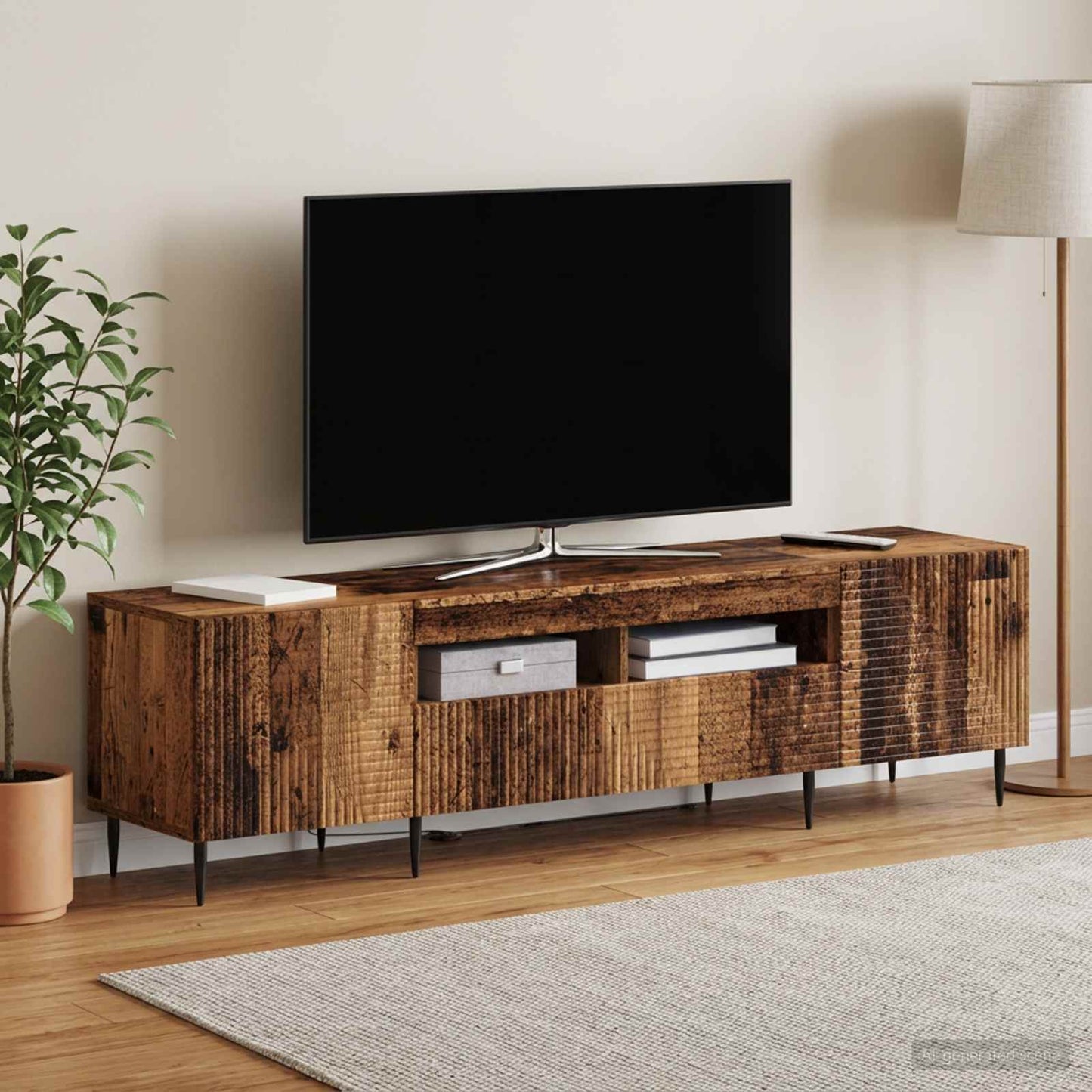 3 Piece LED TV Cabinet Old Wood Engineered Wood