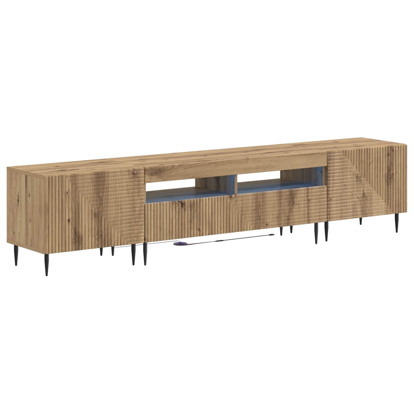 3 Piece LED TV Cabinet Artisan Oak Engineered Wood