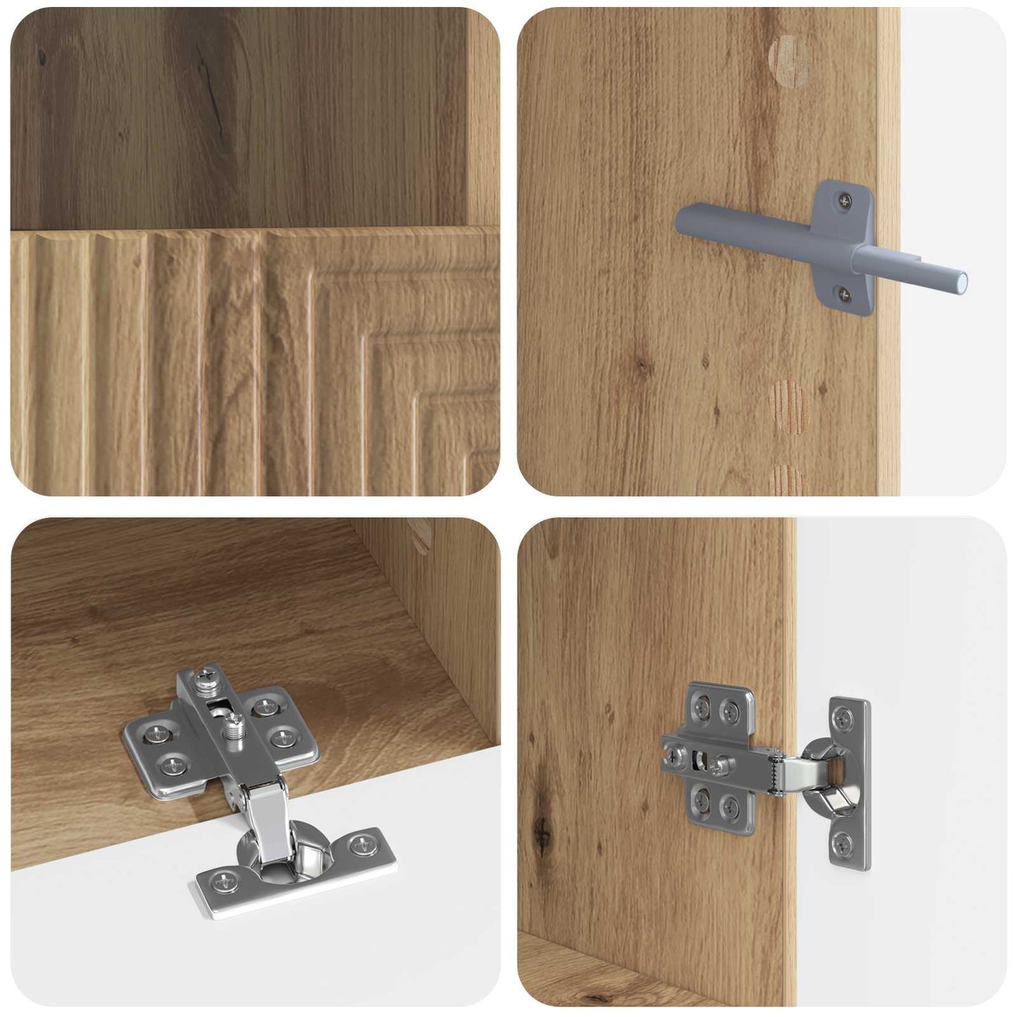 3 Piece LED TV Cabinet Artisan Oak Engineered Wood
