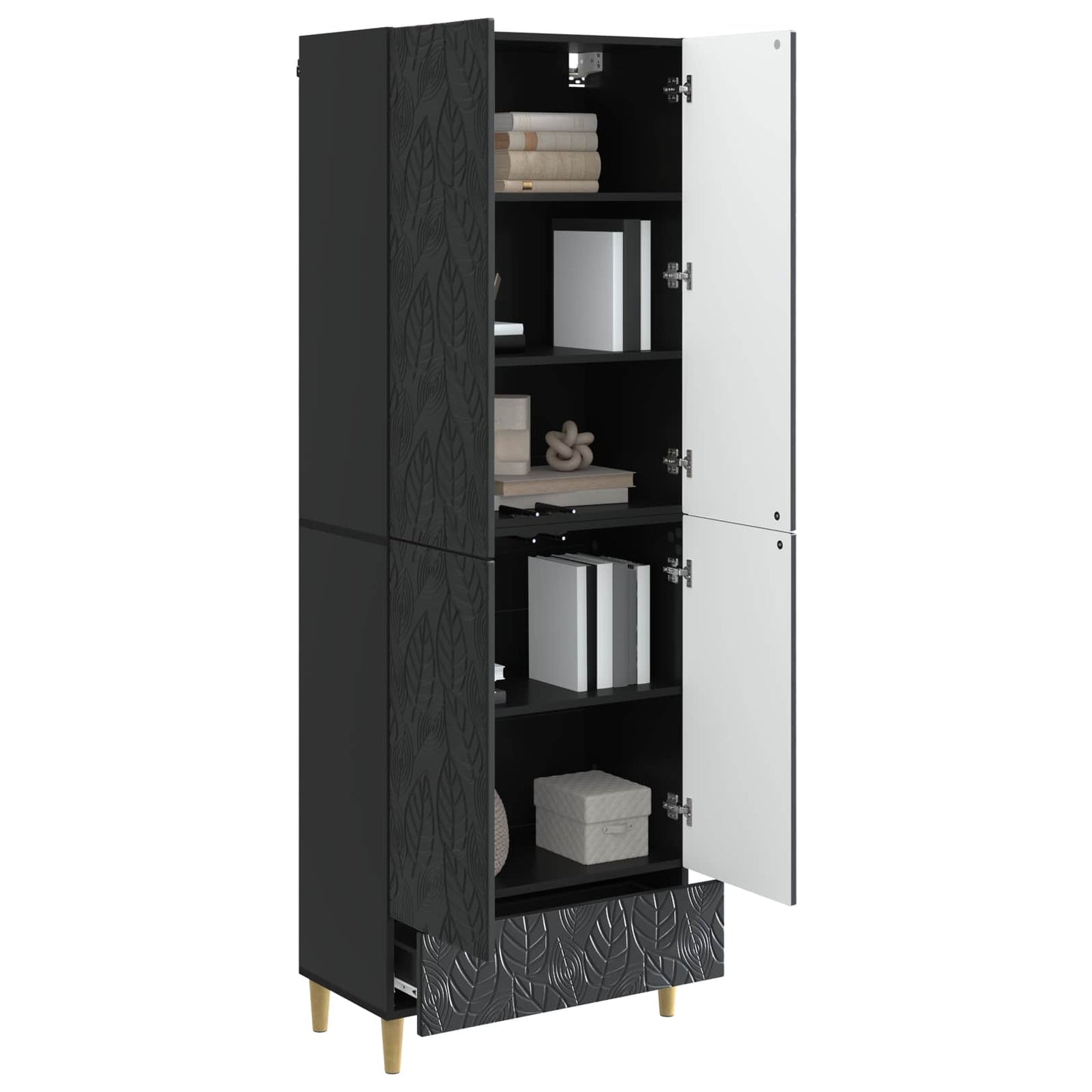 Cabinet Set 2 pcs Black Engineered Wood
