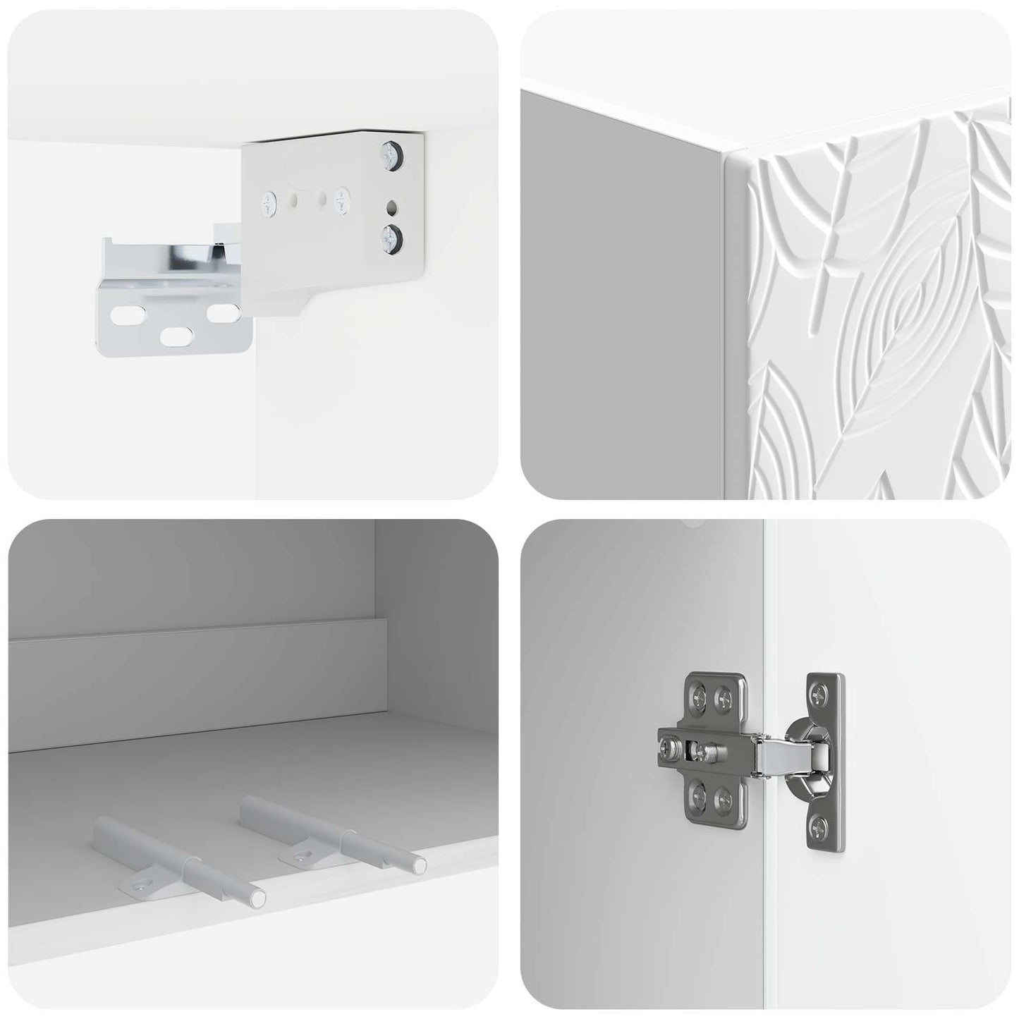 Cabinet Set 2 pcs High Gloss White Engineered Wood