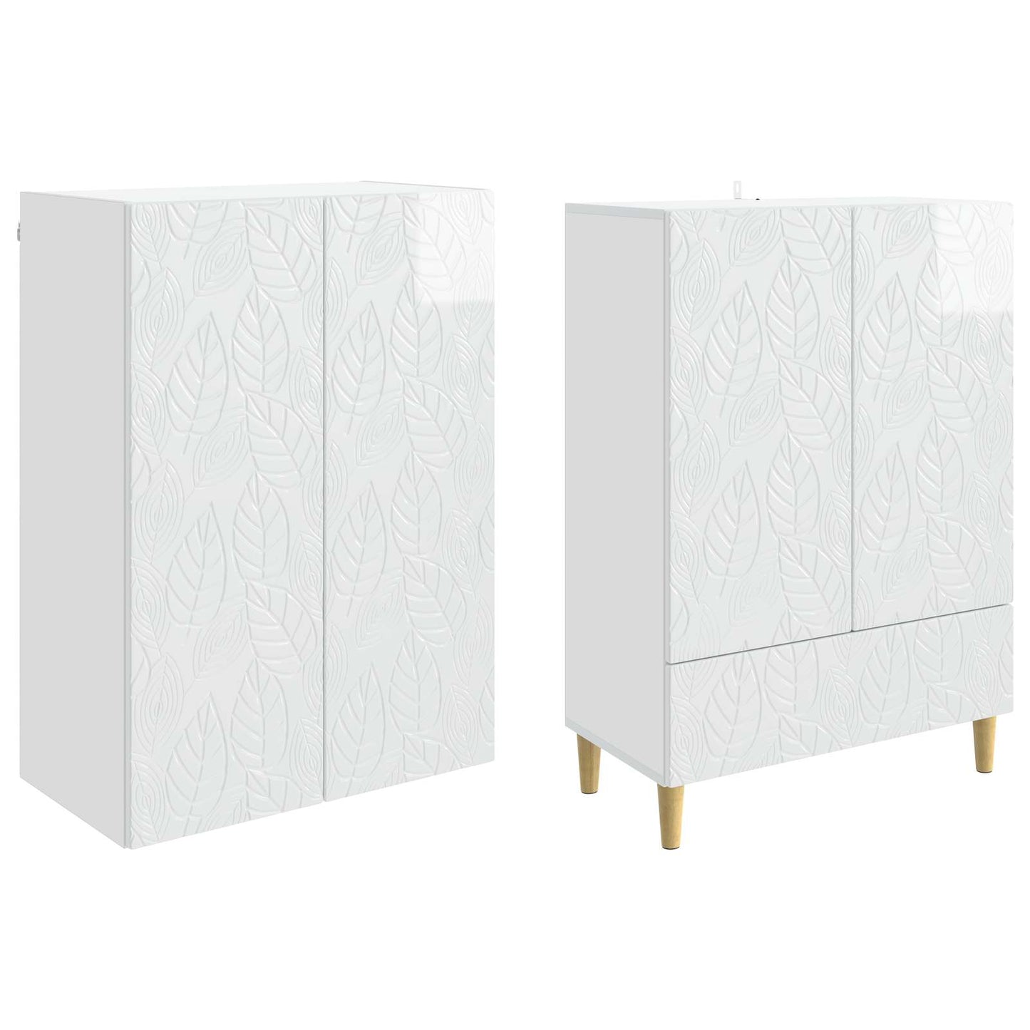 Cabinet Set 2 pcs High Gloss White Engineered Wood
