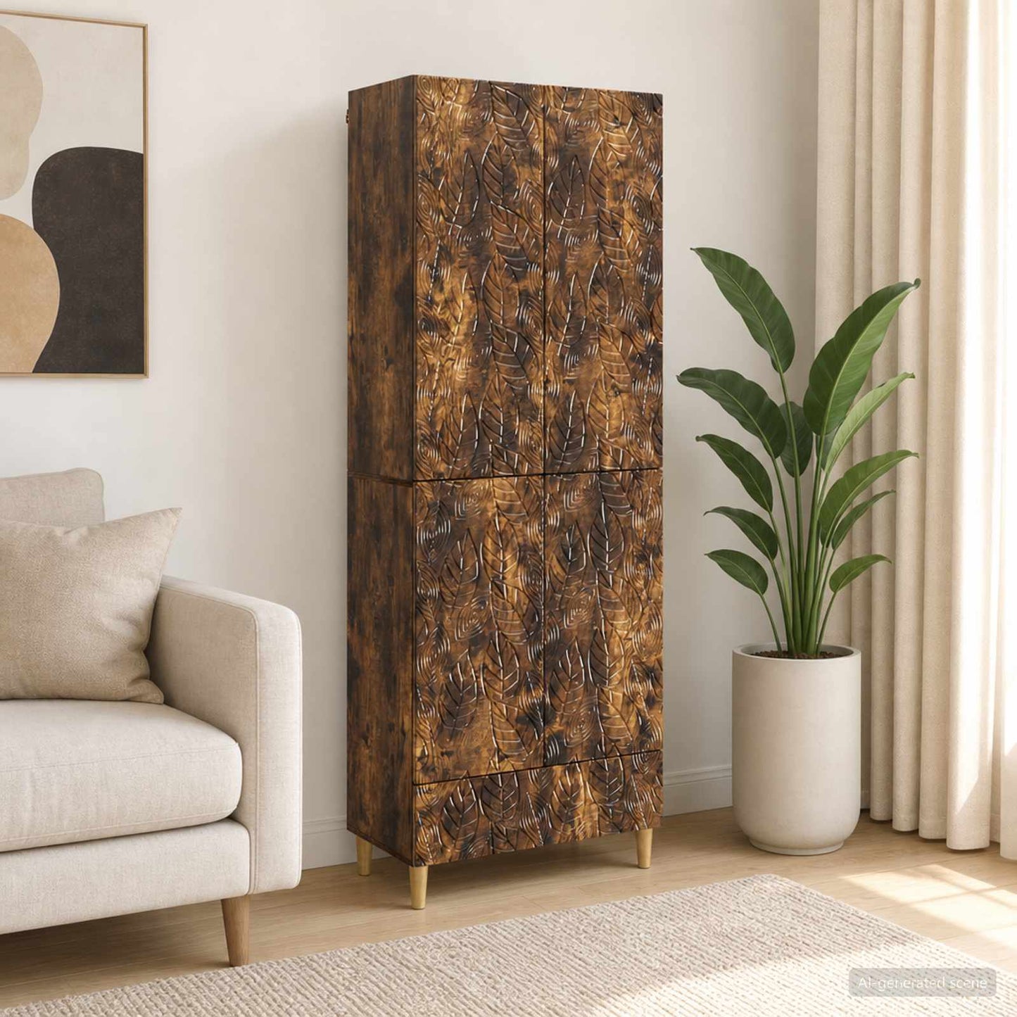 Cabinet Set 2 pcs Smoked Oak Engineered Wood