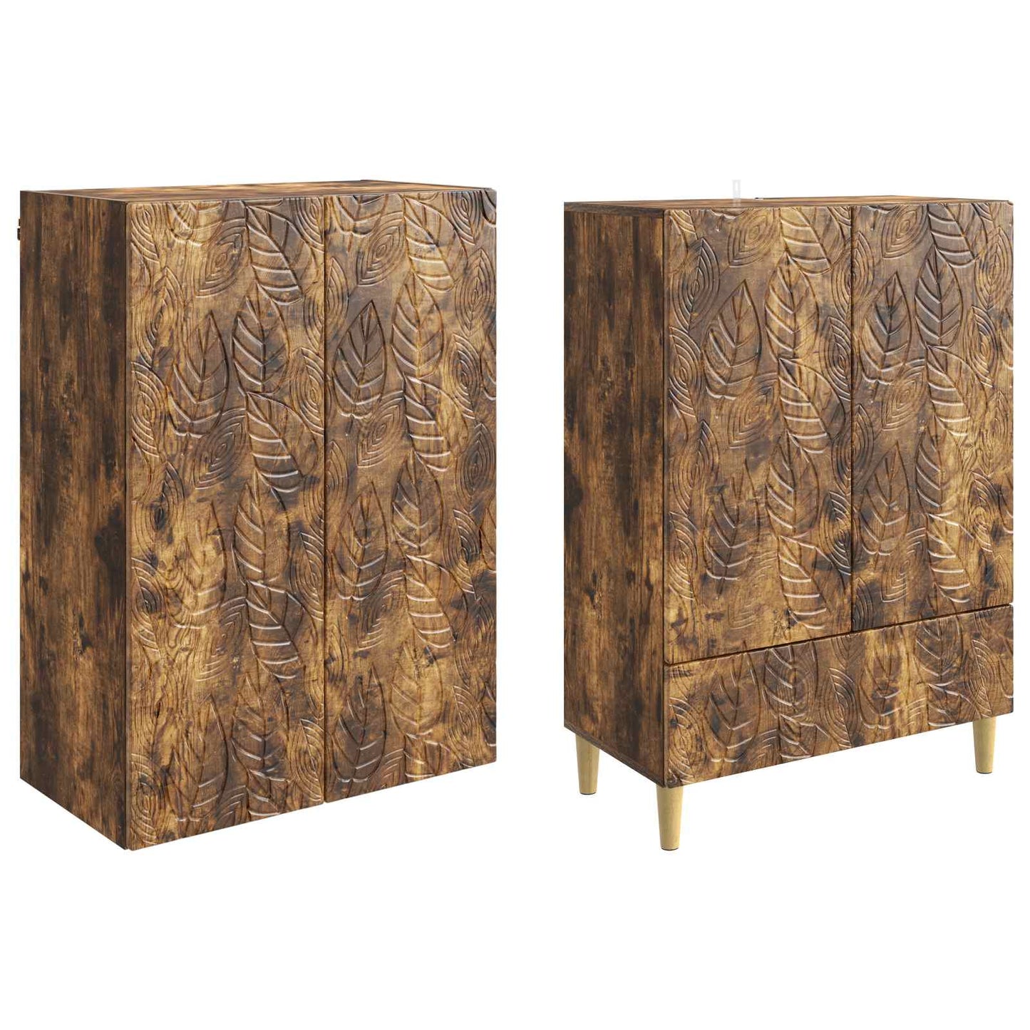 Cabinet Set 2 pcs Smoked Oak Engineered Wood