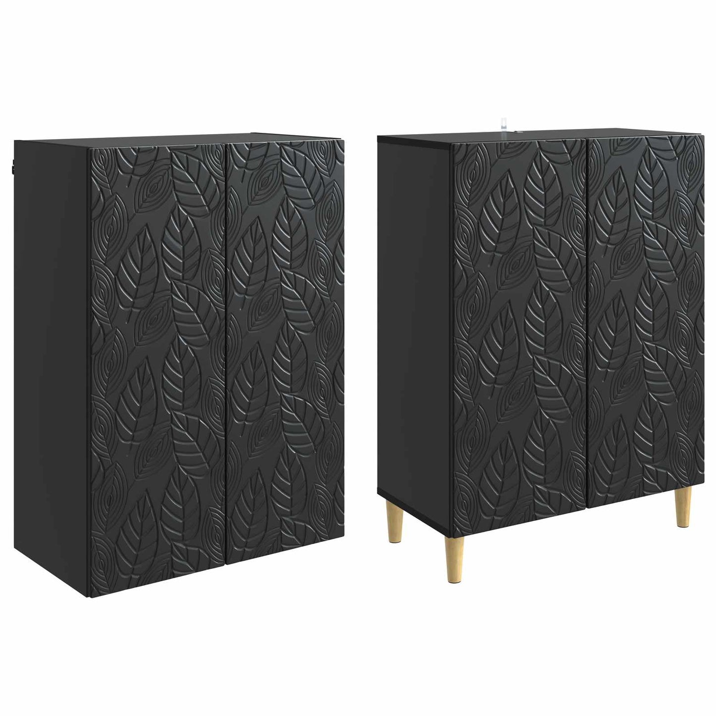 Cabinet Set 2 pcs Black Engineered Wood