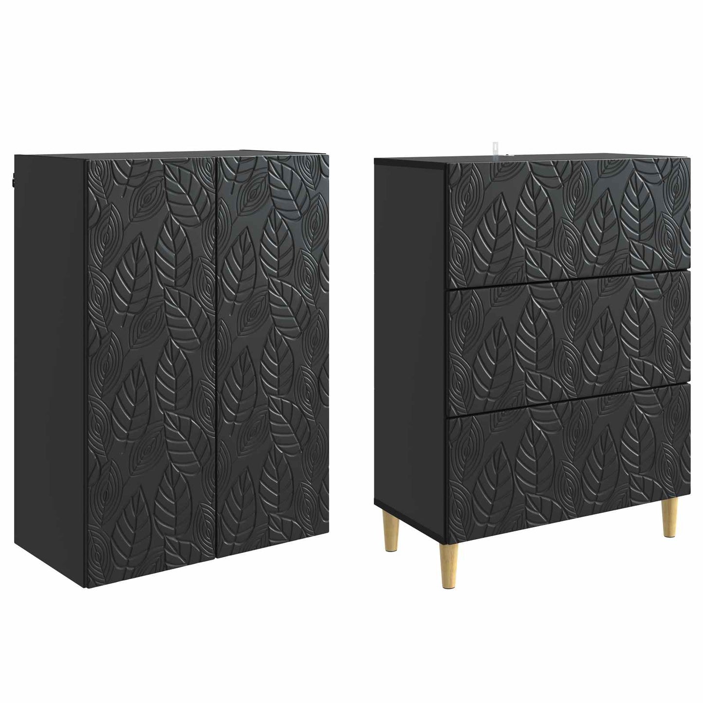 Cabinet Set 2 pcs Black 66 x 34.5 x 90 cm Engineered Wood