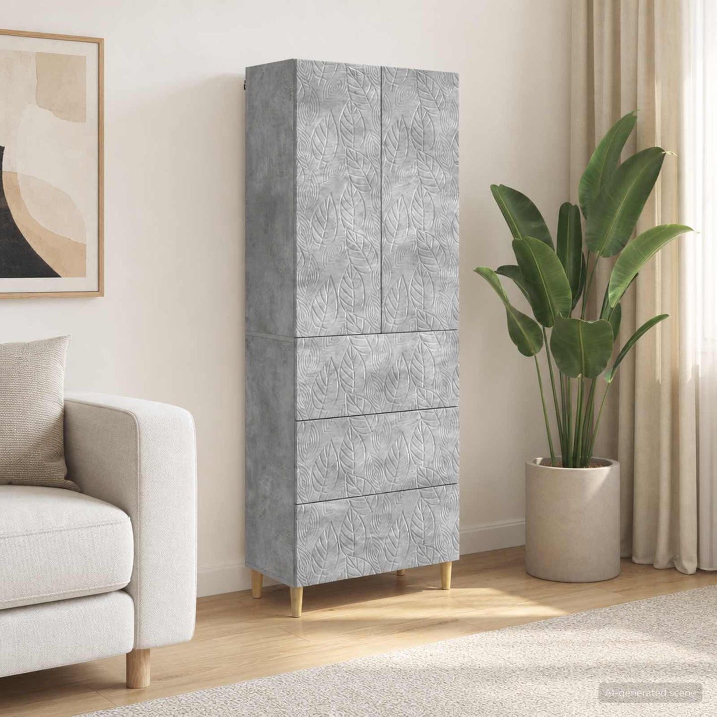 Cabinet Set 2 pcs Concrete Grey 66 x 34.5 x 90 cm