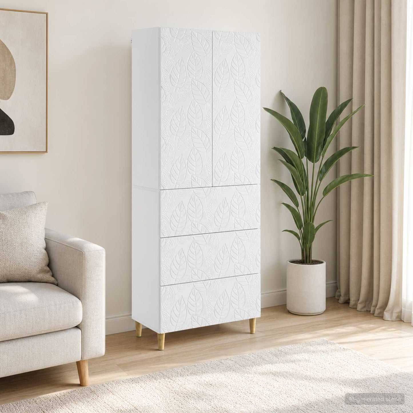 Cabinet Set 2 pcs High Gloss White 66 x 34.5 x 90 cm