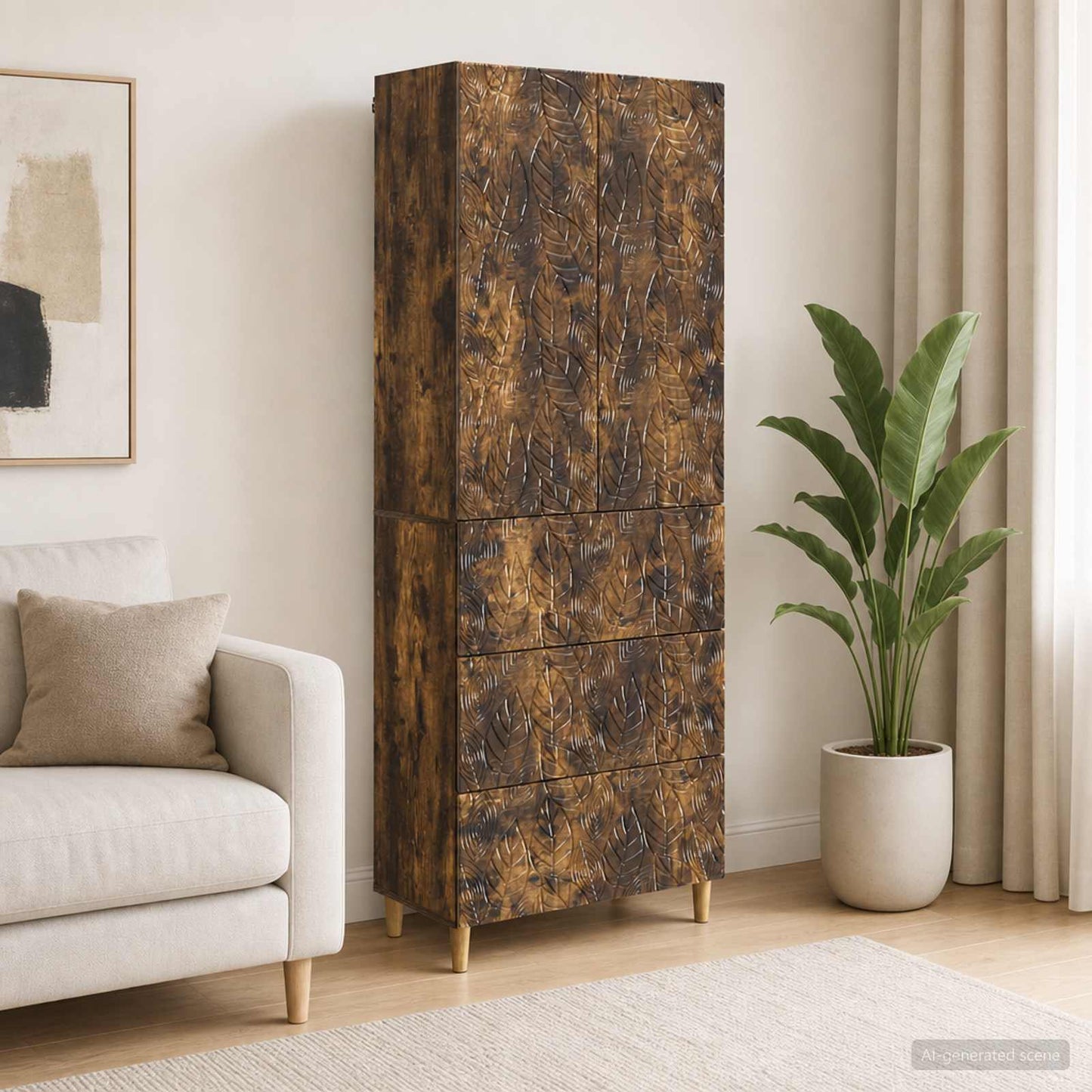 Cabinet Set 2 pcs Smoked Oak 66 x 34.5 x 90 cm Engineered Wood