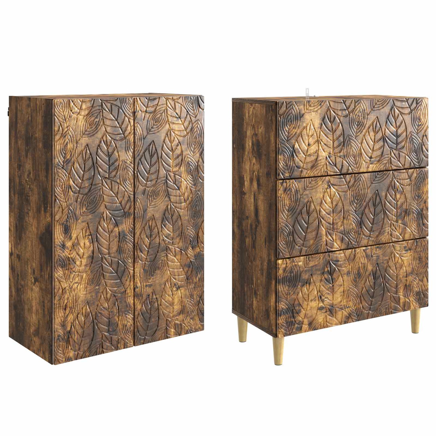 Cabinet Set 2 pcs 66 x 34.5 x 90 cm Engineered Wood Smoked Oak
