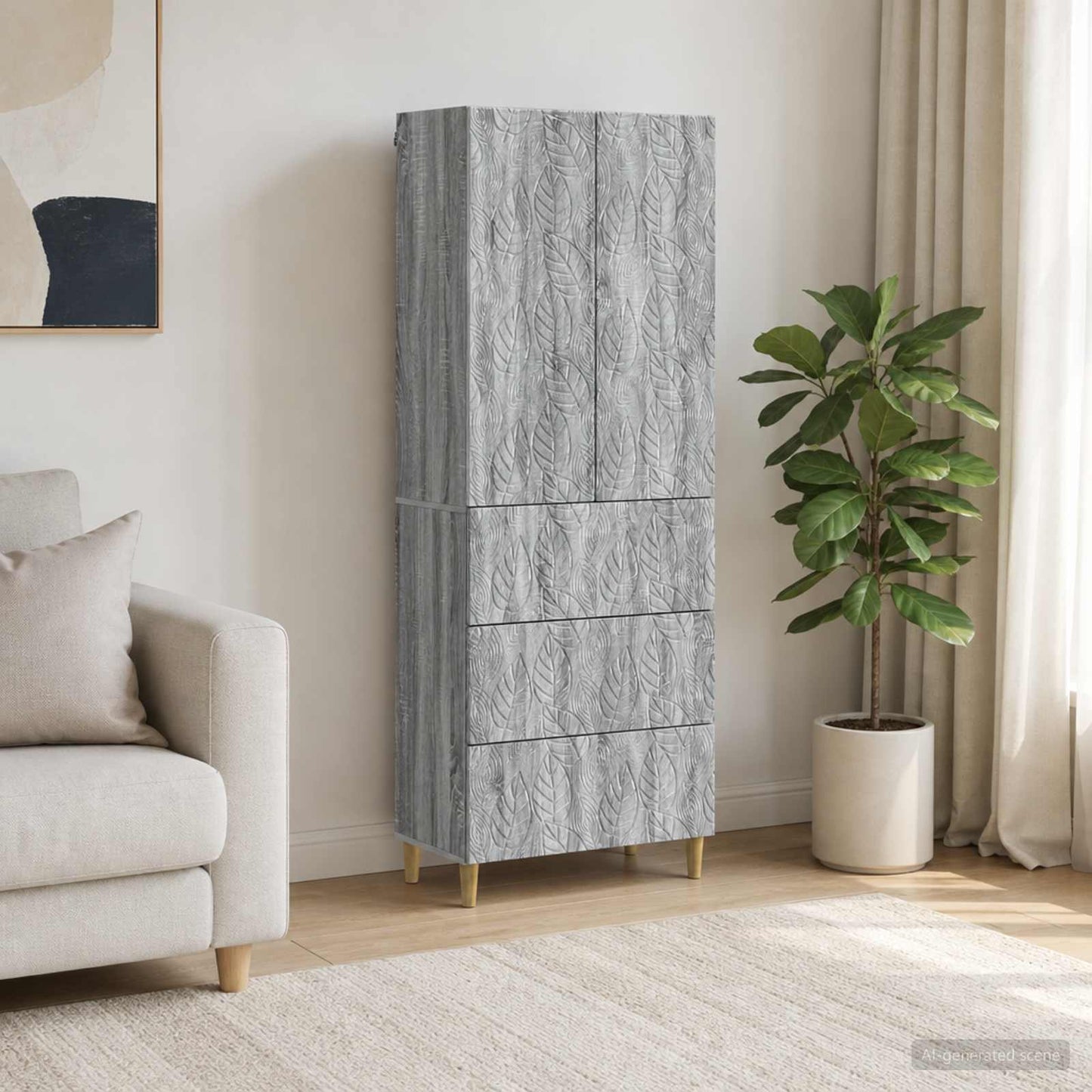 Cabinet Set 2 pcs Grey Sonoma 66 x 34.5 x 90 cm Engineered Wood