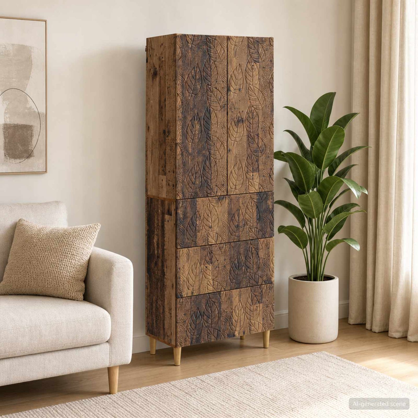 Cabinet Set 2 pcs Old Wood 66 x 34.5 x 90 cm Engineered Wood