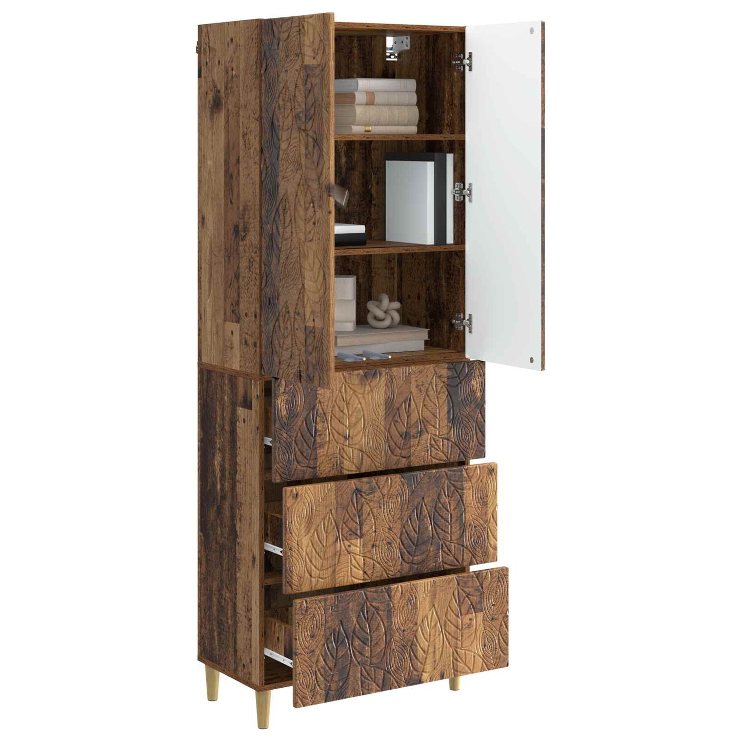 Cabinet Set 2 pcs Old Wood 66 x 34.5 x 90 cm Engineered Wood