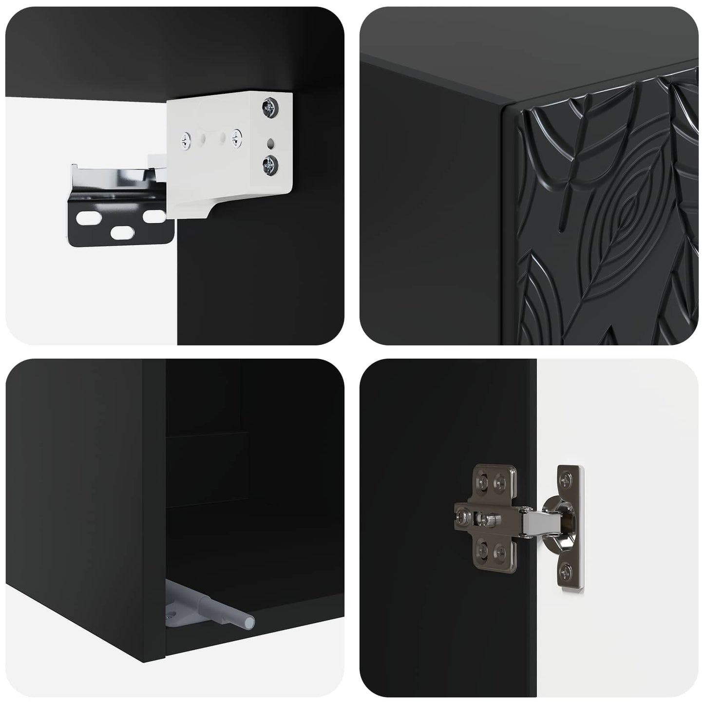 Cabinet Set 2 pcs Black 33 x 34.5 x 90 cm Engineered Wood