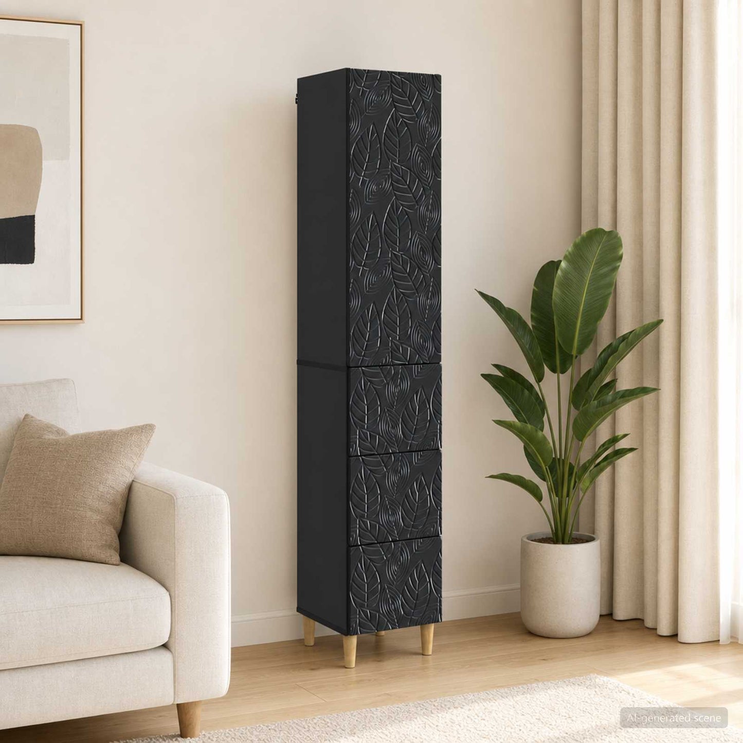 Cabinet Set 2 pcs Black 33 x 34.5 x 90 cm Engineered Wood