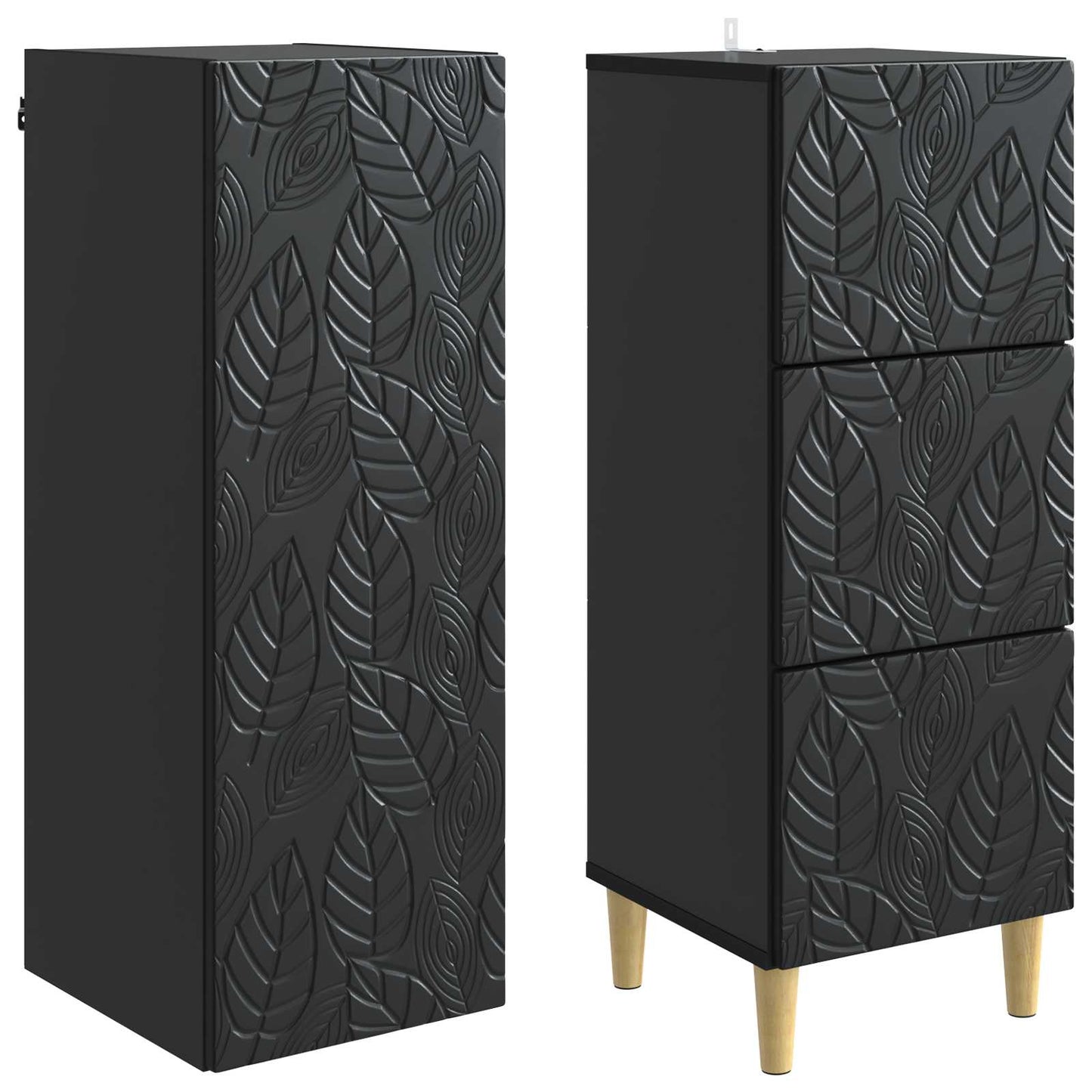 Cabinet Set 2 pcs Black 33 x 34.5 x 90 cm Engineered Wood