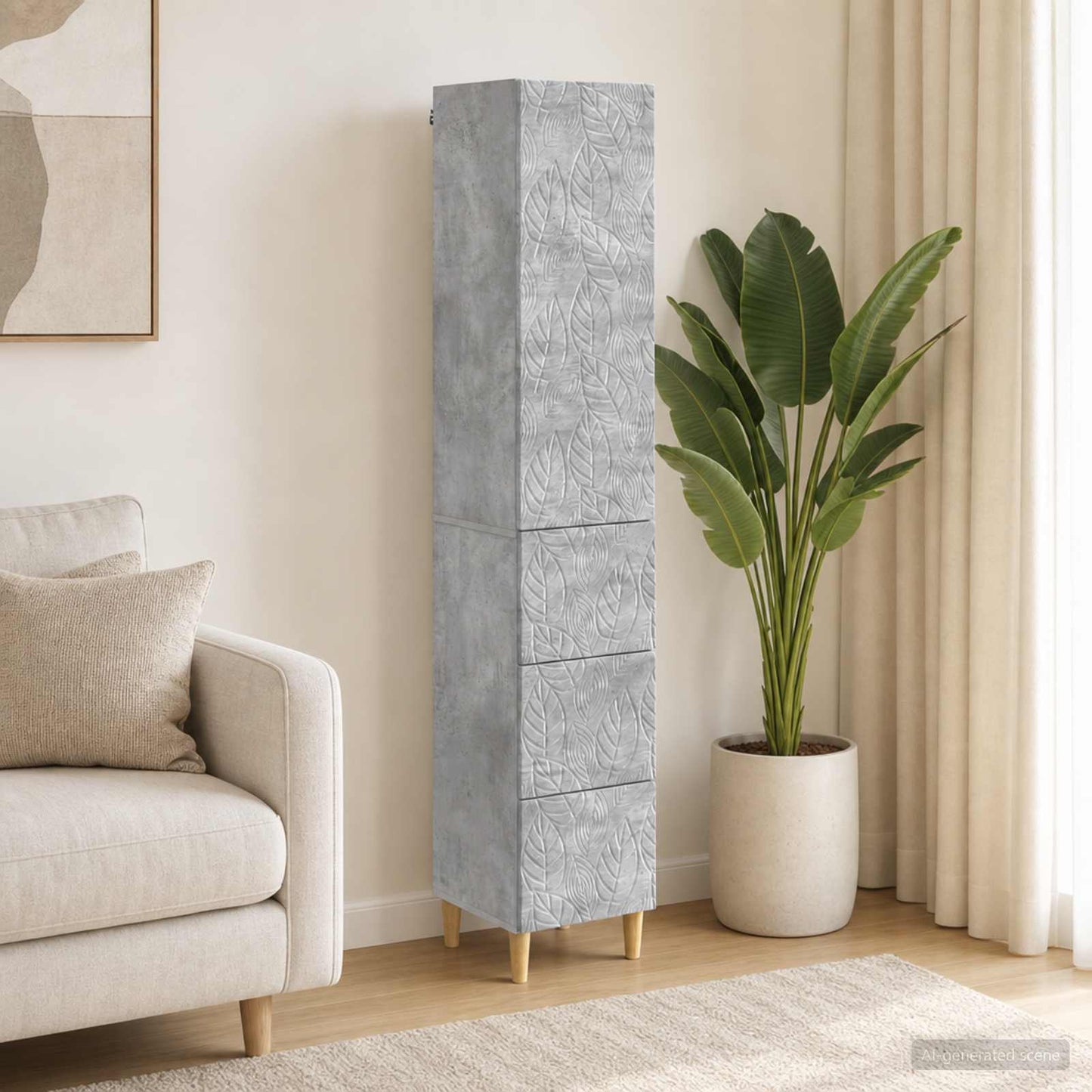 Cabinet Set 2 pcs Concrete Grey 33 x 34.5 x 90 cm