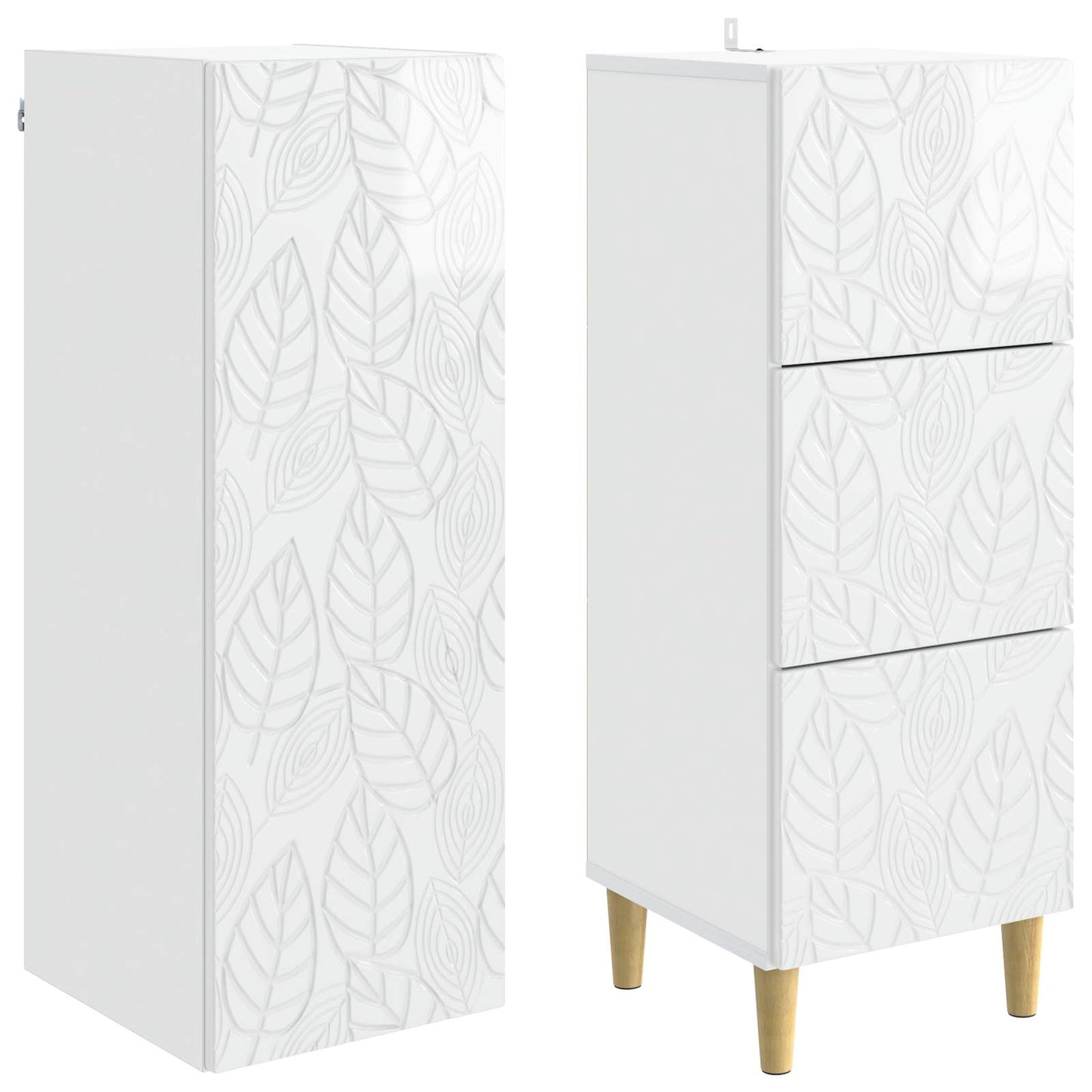 Cabinet Set 2 pcs High Gloss White 33 x 34.5 x 90 cm