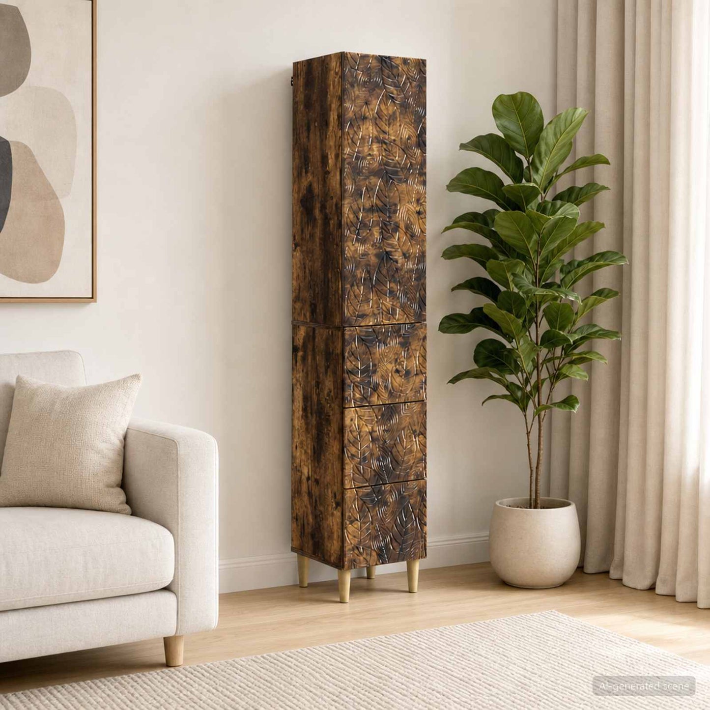 Cabinet Set 2 pcs Smoked Oak 33 x 34.5 x 90 cm Engineered Wood