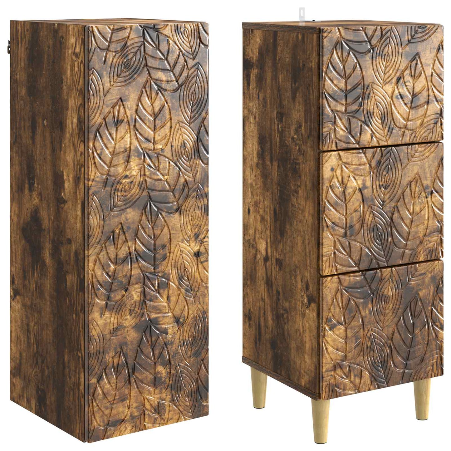 Cabinet Set 2 pcs Smoked Oak 33 x 34.5 x 90 cm Engineered Wood