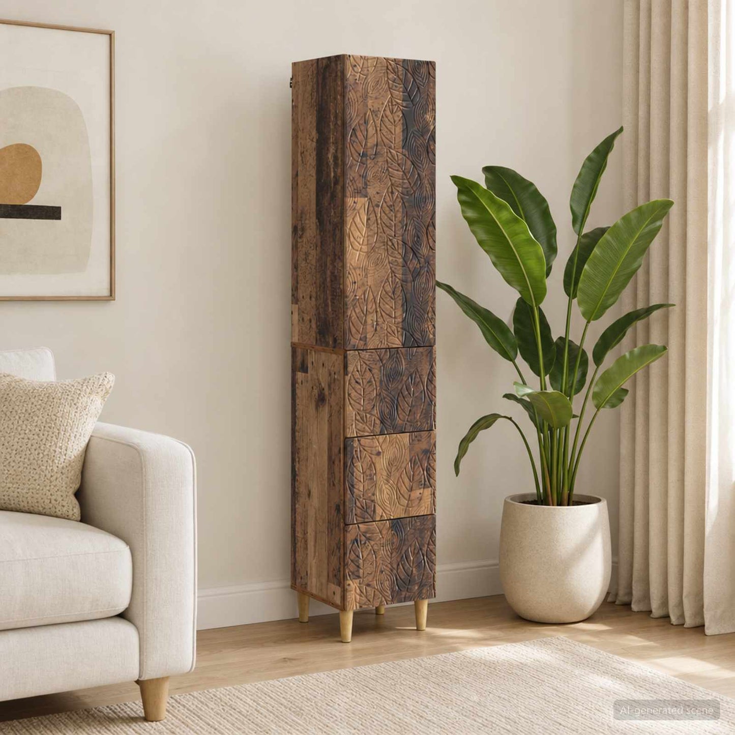 Cabinet Set 2 pcs Old Wood 33 x 34.5 x 90 cm Engineered Wood