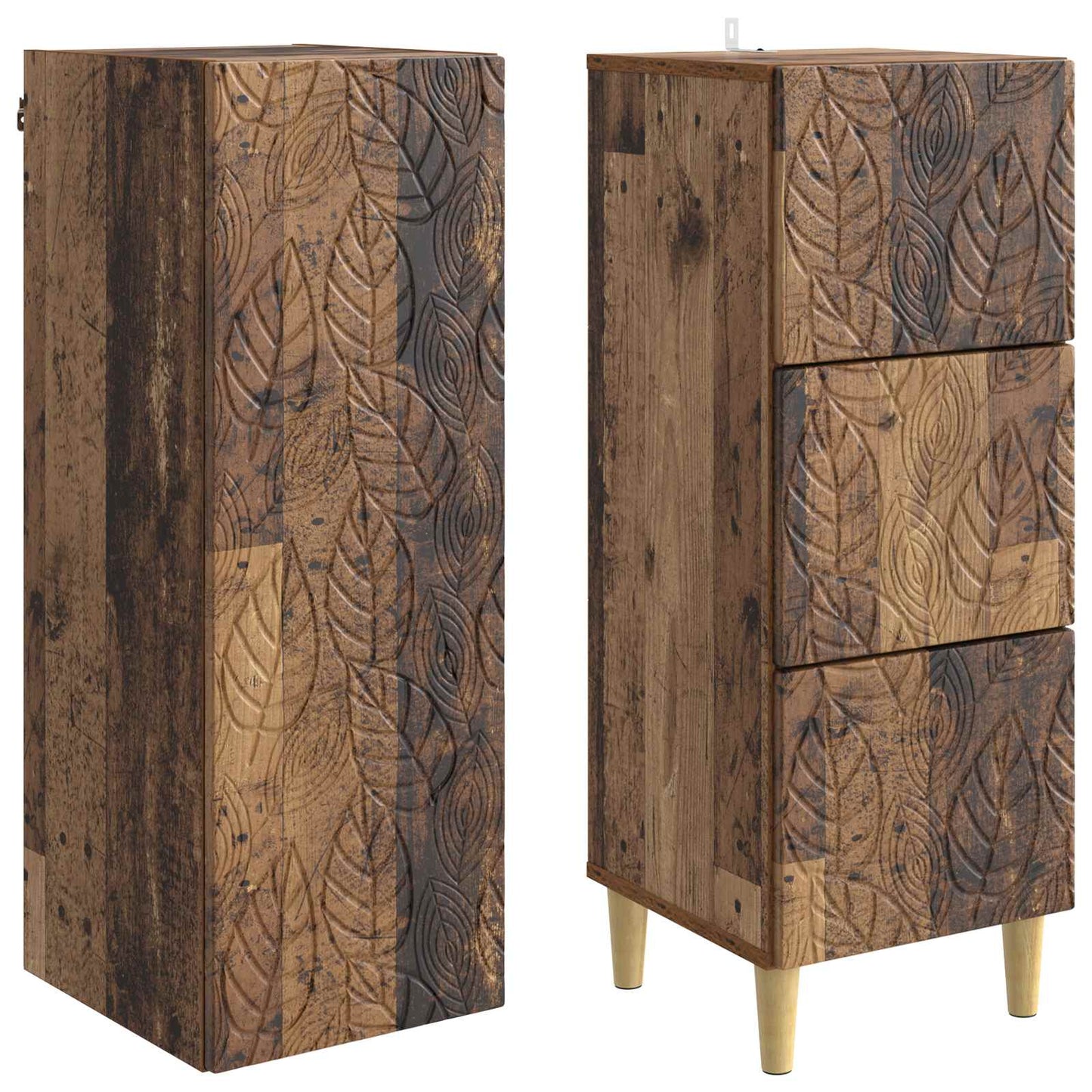 Cabinet Set 2 pcs Old Wood 33 x 34.5 x 90 cm Engineered Wood