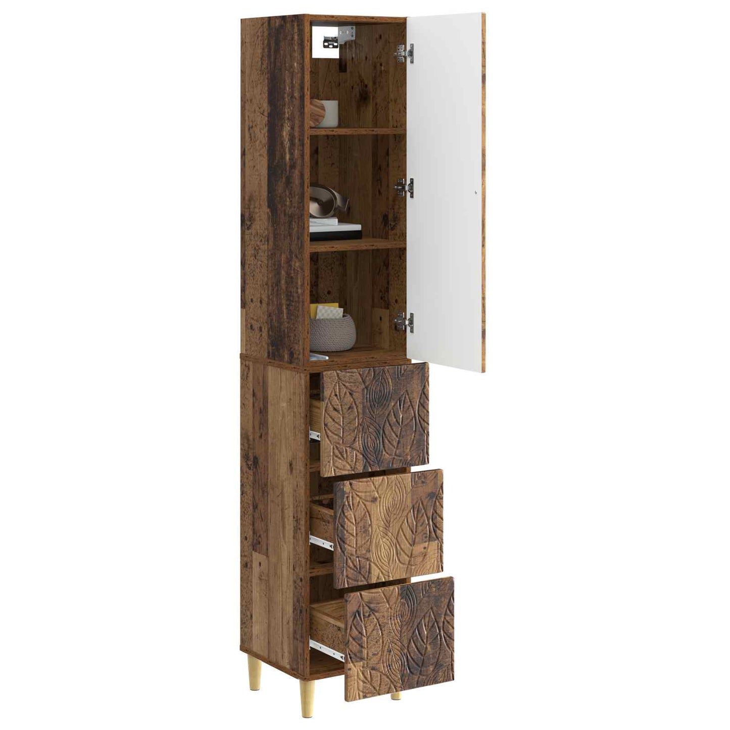 Cabinet Set 2 pcs Old Wood 33 x 34.5 x 90 cm Engineered Wood