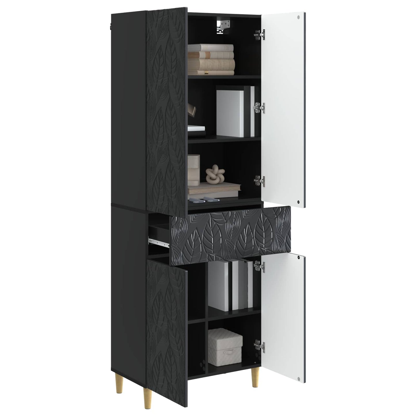 Cabinet Set 2 pcs Black Engineered Wood