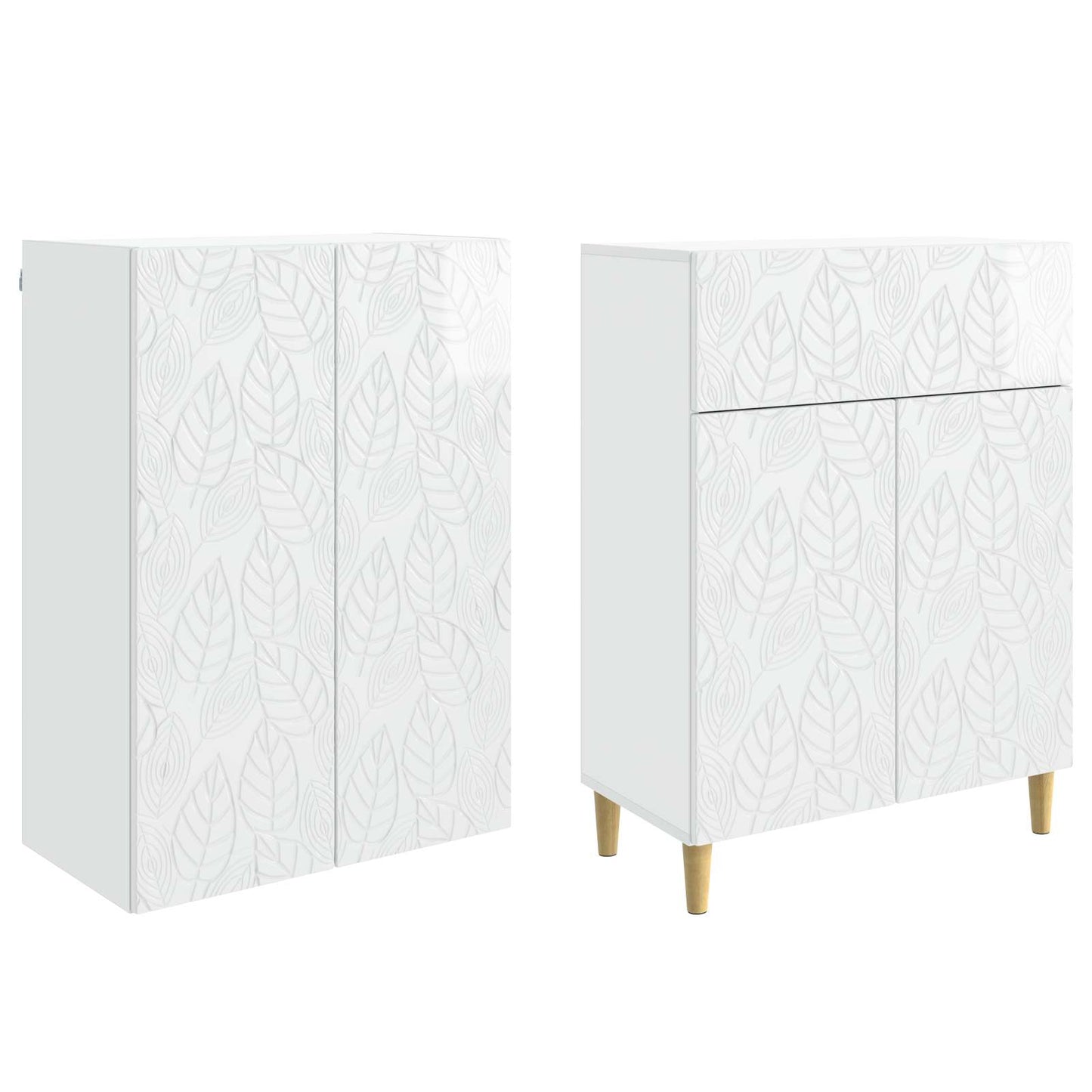 Cabinet Set 2 pcs High Gloss White Engineered Wood