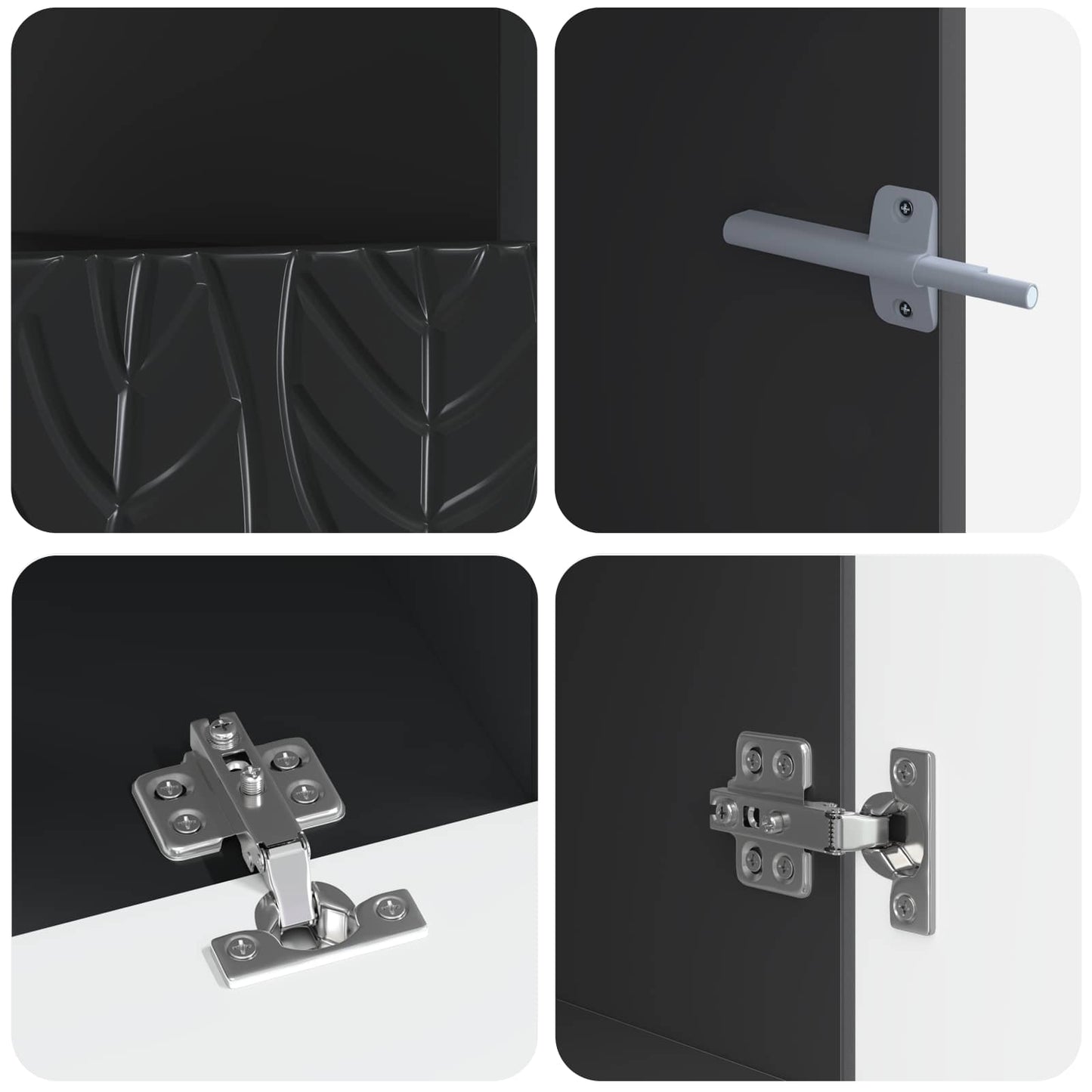 5 Piece LED TV Cabinet Black Engineered Wood