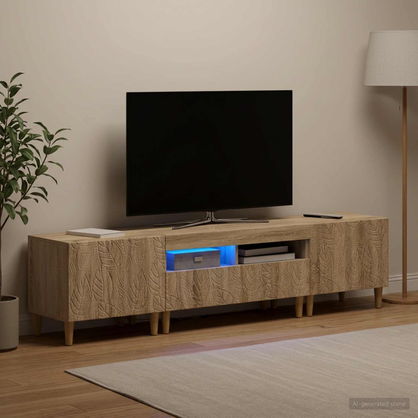 5 Piece LED TV Cabinet Sonoma Oak Engineered Wood