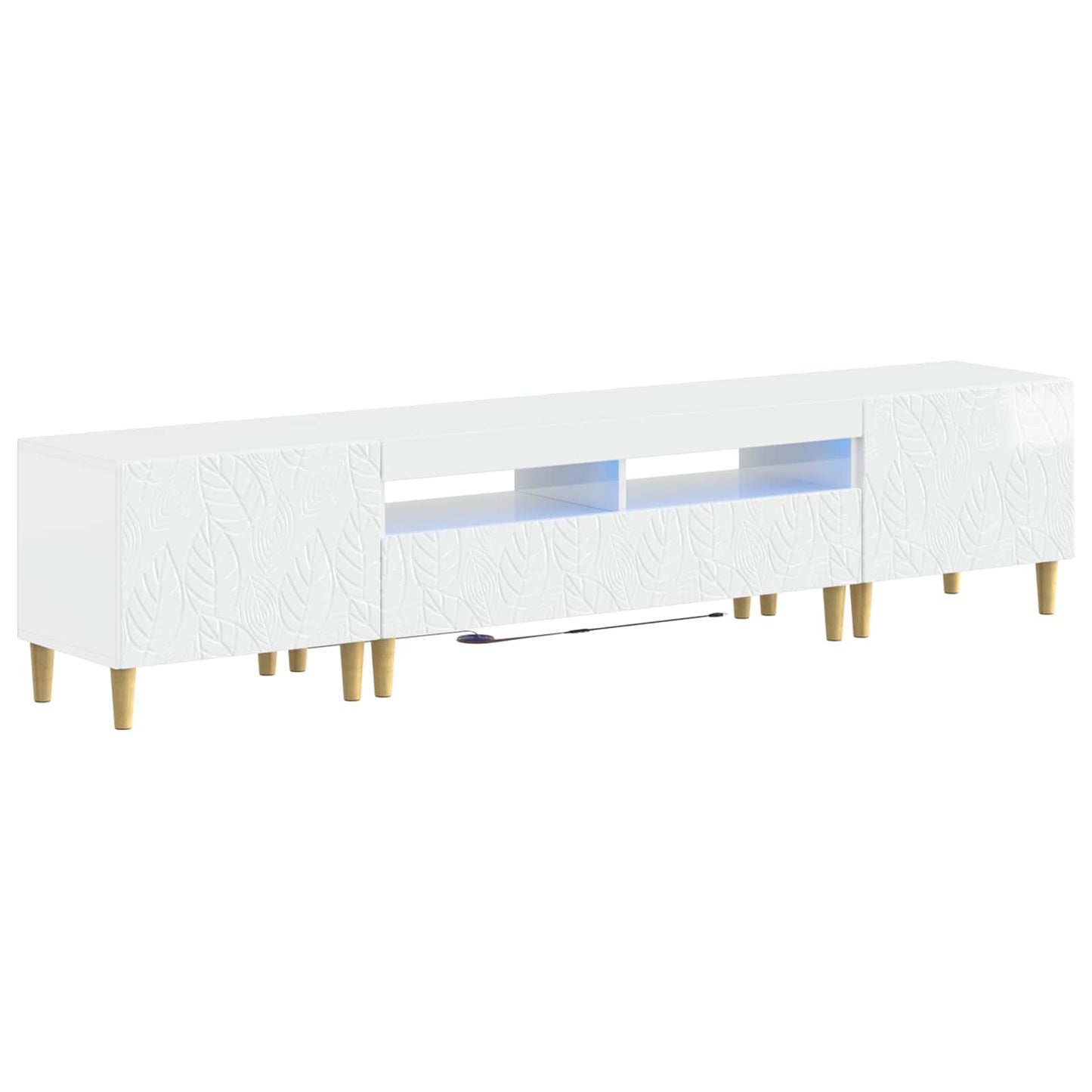 5 Piece LED TV Cabinet High Gloss White Engineered Wood
