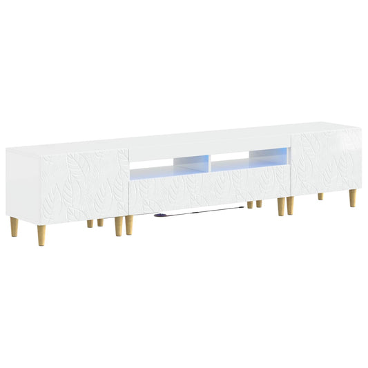 5 Piece LED TV Cabinet High Gloss White Engineered Wood