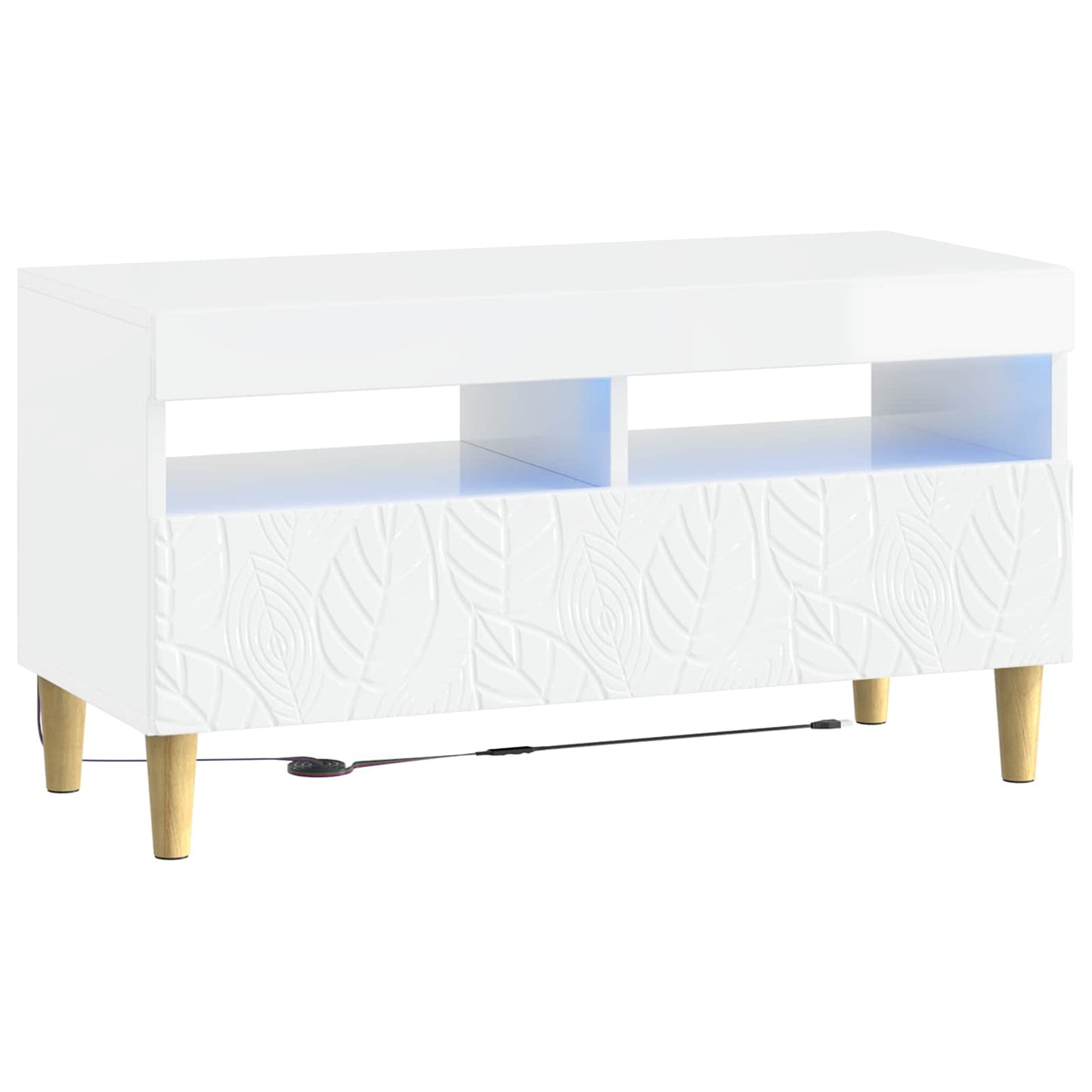 5 Piece LED TV Cabinet High Gloss White Engineered Wood