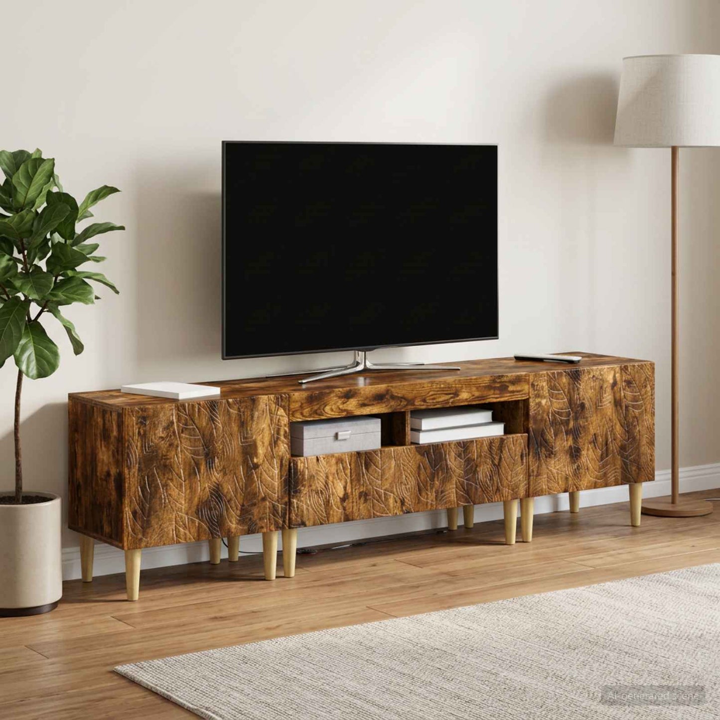 5 Piece LED TV Cabinet Smoked Oak Engineered Wood
