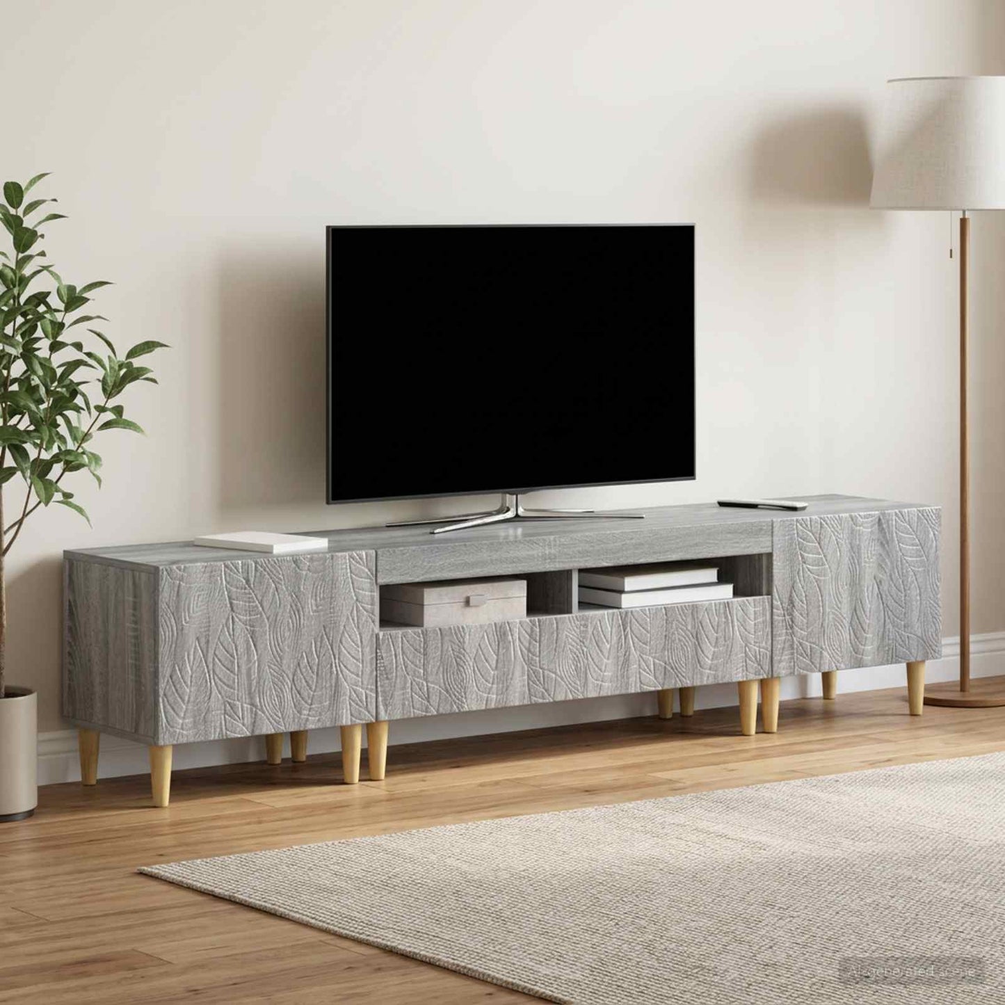 5 Piece LED TV Cabinet Grey Sonoma Engineered Wood