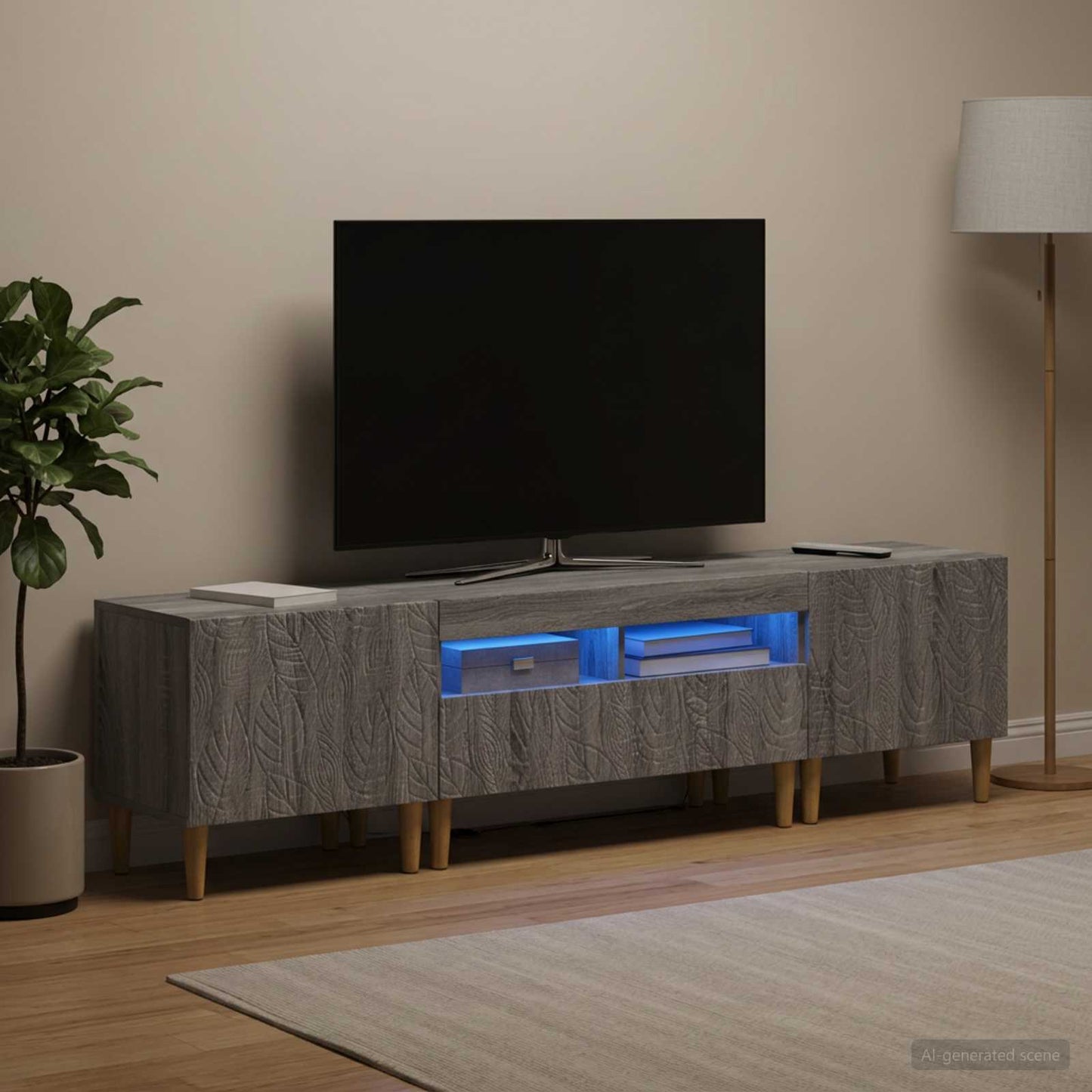 5 Piece LED TV Cabinet Grey Sonoma Engineered Wood