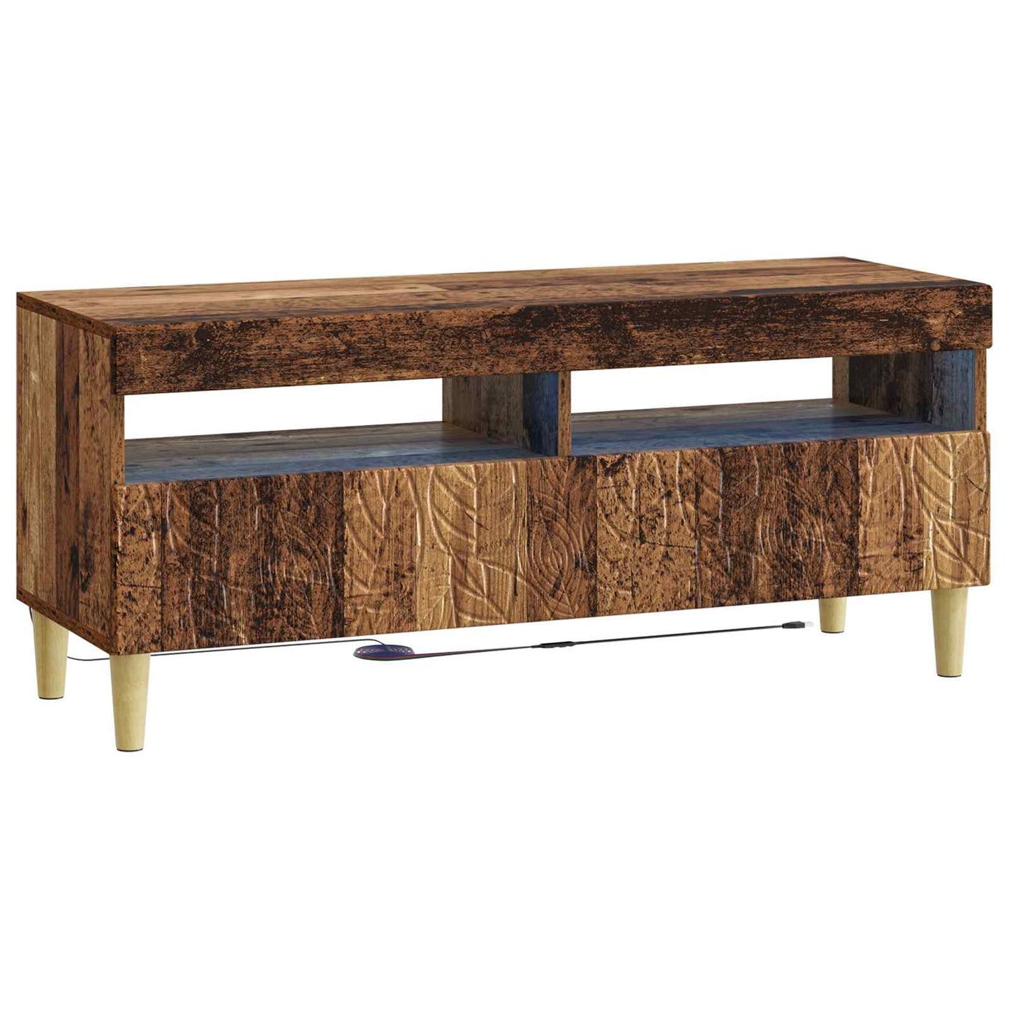 5 Piece LED TV Cabinet Old Wood Engineered Wood