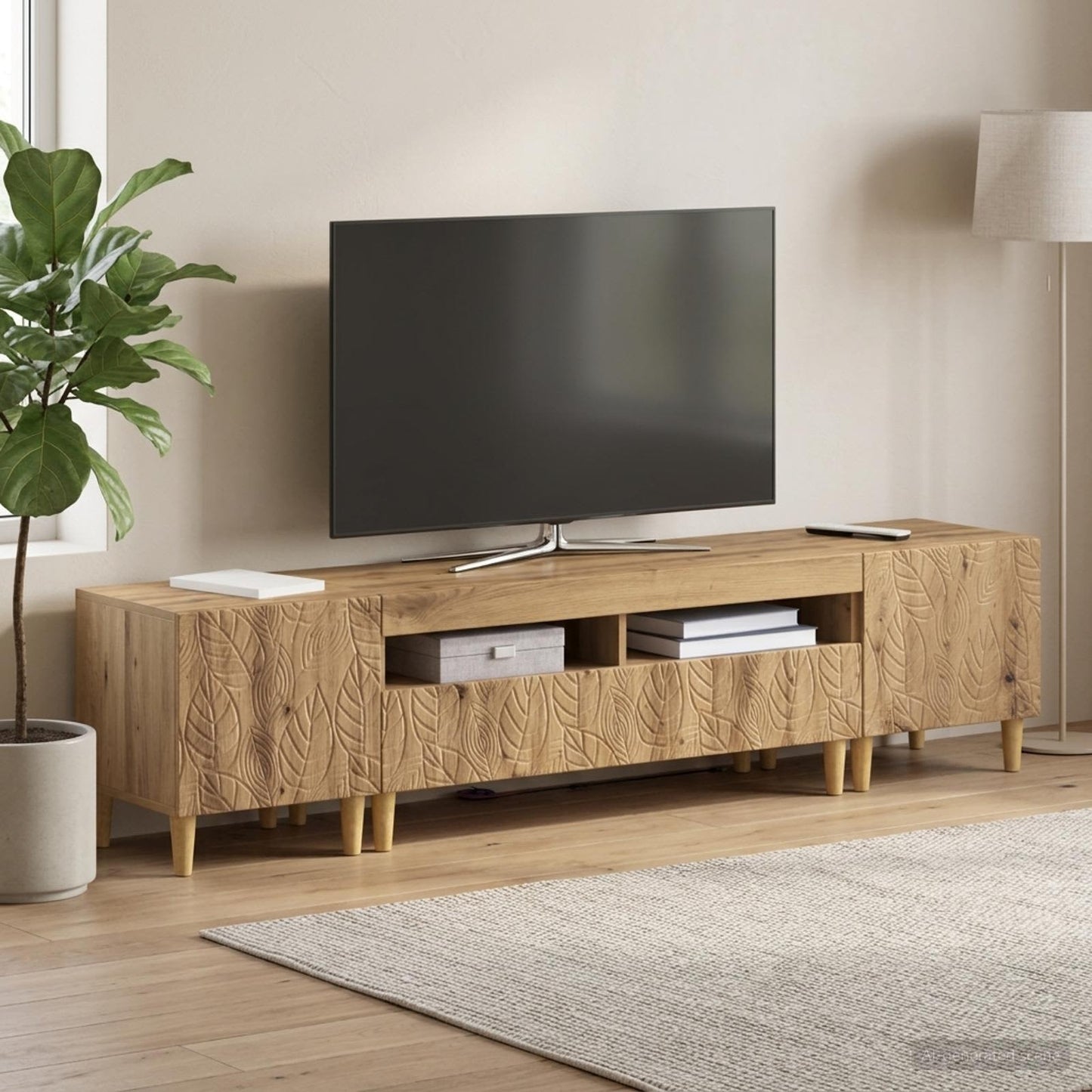 5 Piece LED TV Cabinet Artisan Oak Engineered Wood