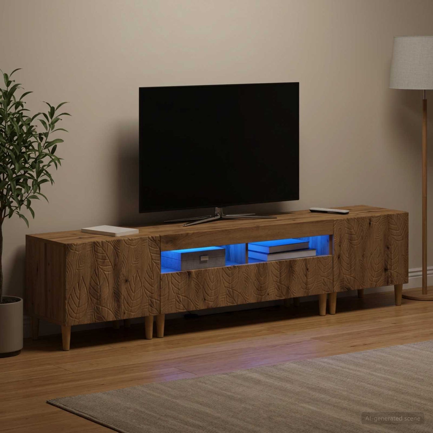 5 Piece LED TV Cabinet Artisan Oak Engineered Wood