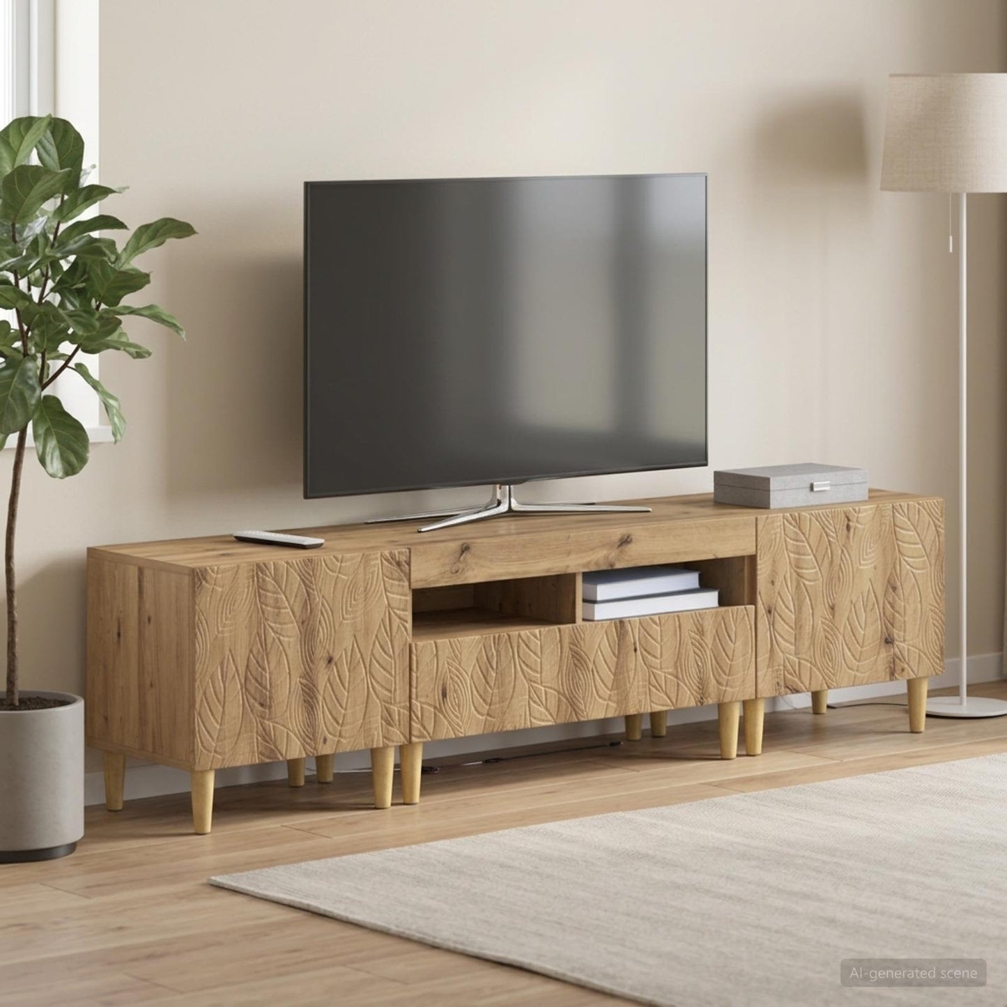 5 Piece LED TV Cabinet Artisan Oak Engineered Wood