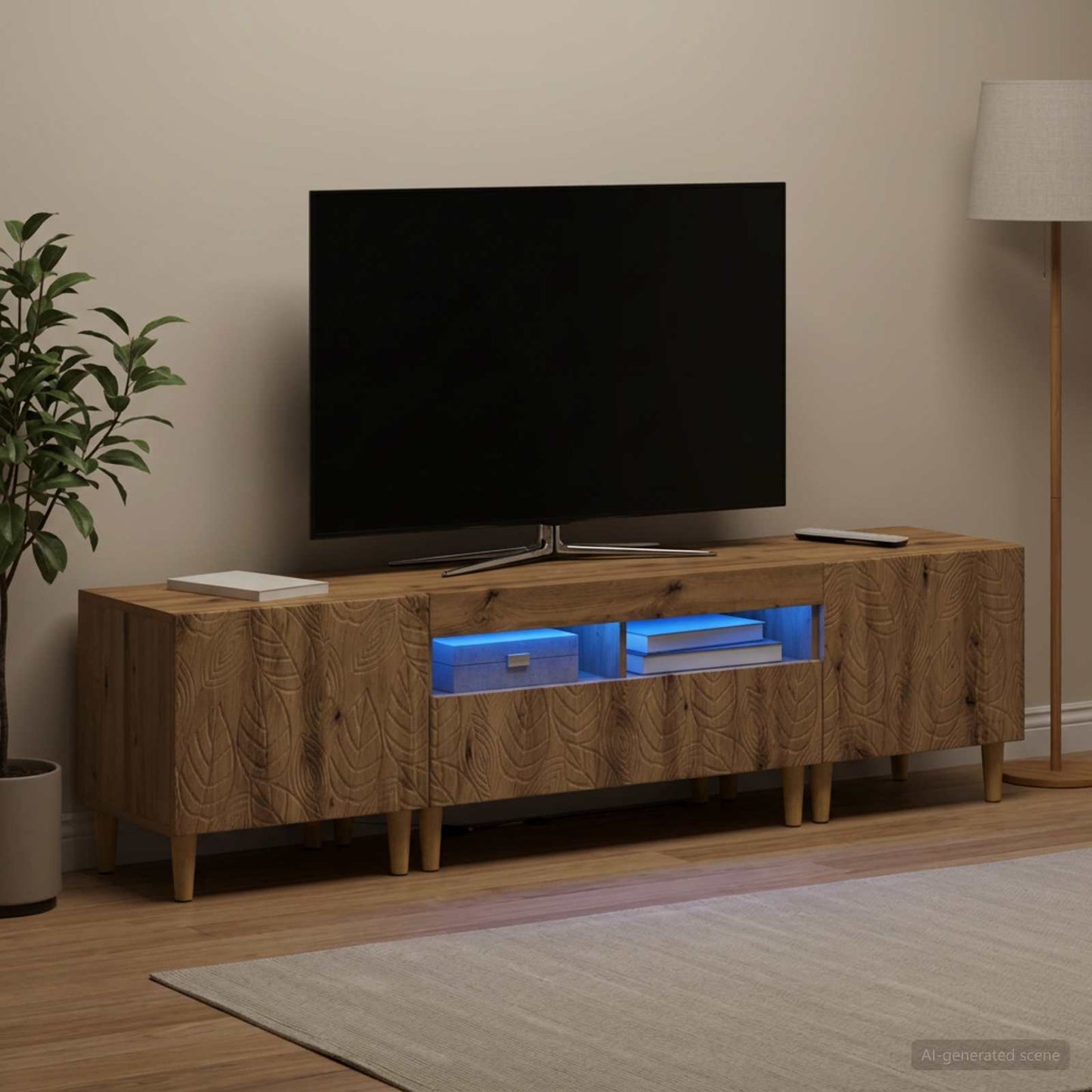 5 Piece LED TV Cabinet Artisan Oak Engineered Wood