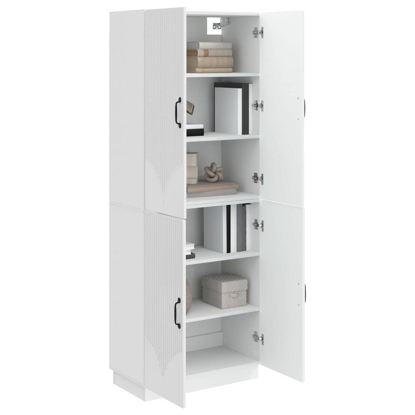 Cabinet Set 2 pcs High Gloss White Engineered Wood