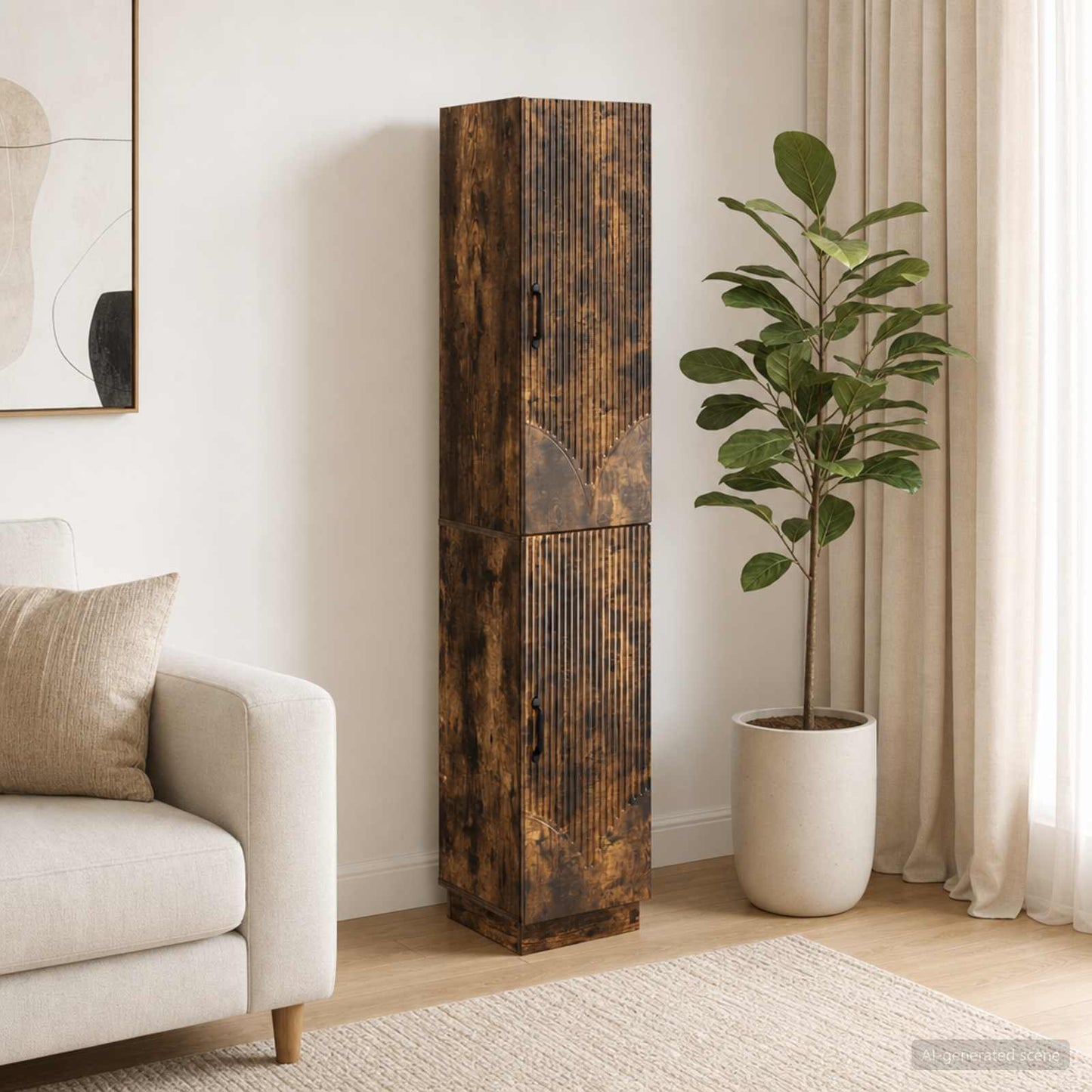 Cabinet Set 2 pcs Smoked Oak Engineered Wood