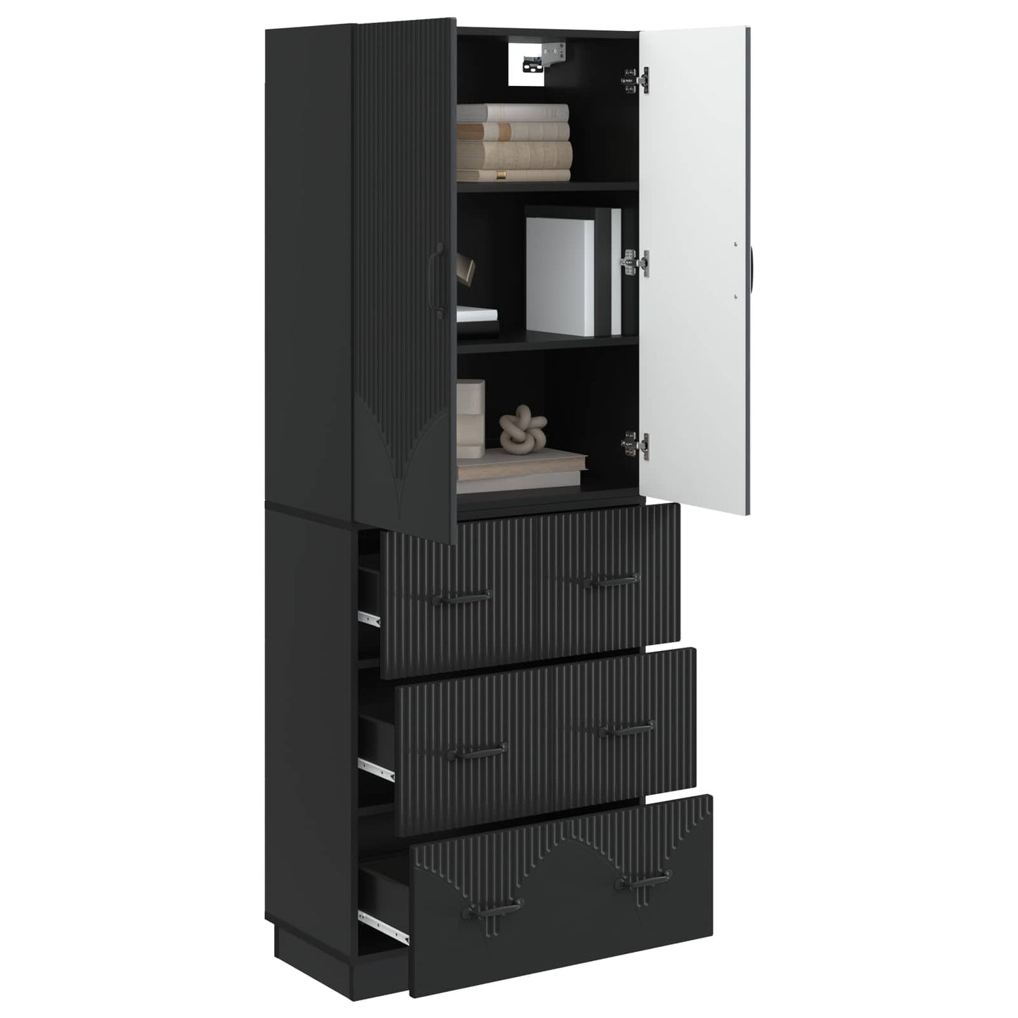 Cabinet Set 2 pcs 66 x 34.5 x 87 cm Engineered Wood Black