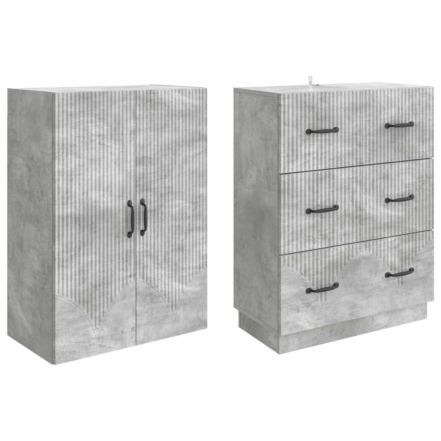 Cabinet Set 2 pcs Concrete Grey 66 x 34.5 x 87 cm