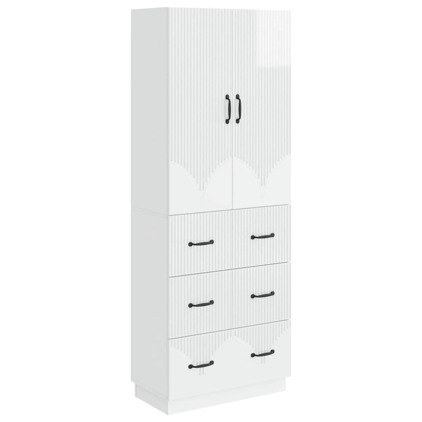 Cabinet Set 2 pcs High Gloss White 66 x 34.5 x 87 cm