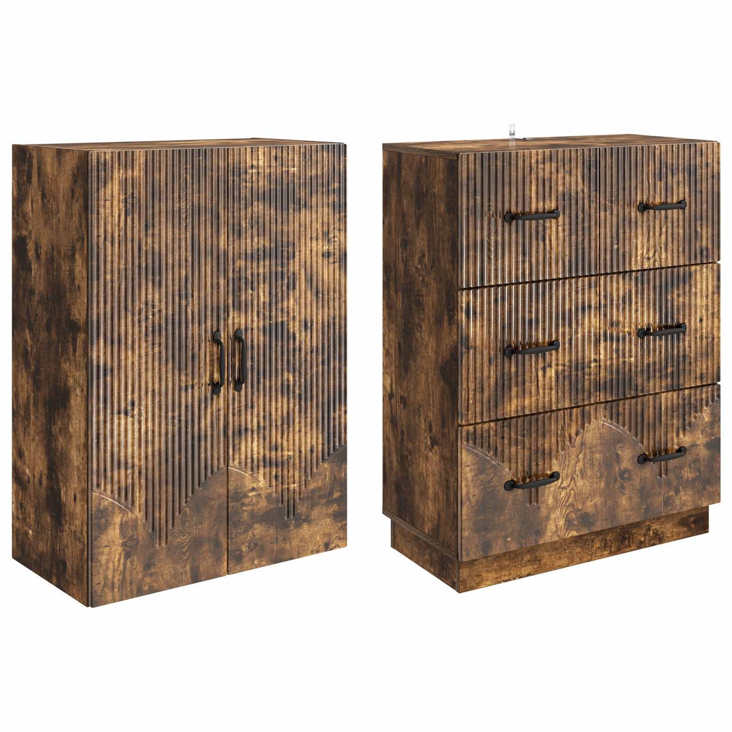 Cabinet Set 2 pcs Smoked Oak 66 x 34.5 x 87 cm Engineered Wood